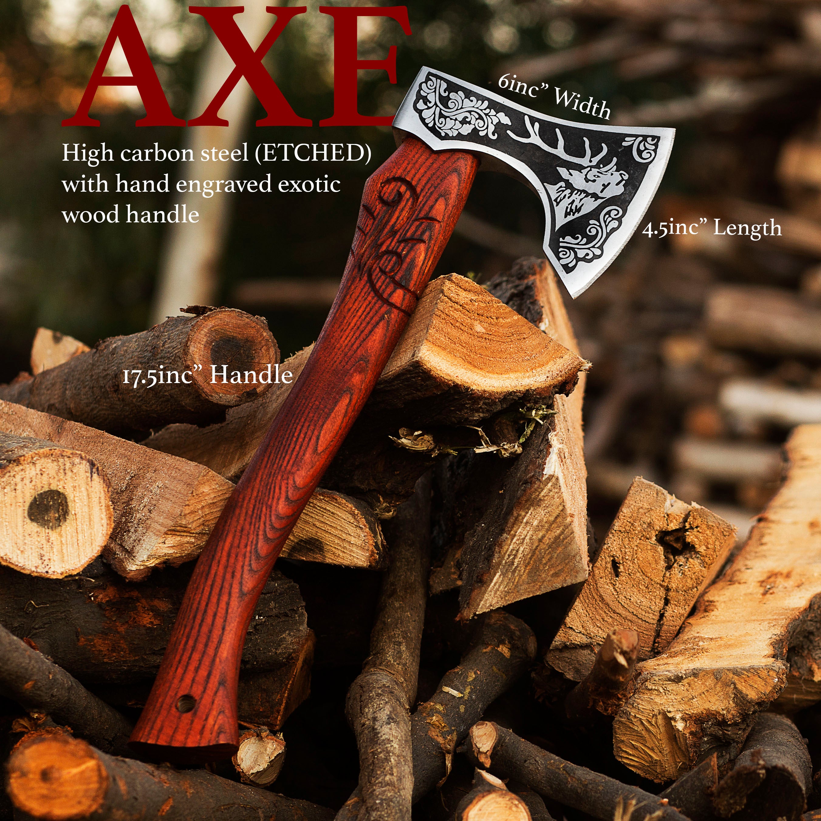 Viking Axe Custom Handmade Carbon Steel Rose Wood Handle-Gift For Special People