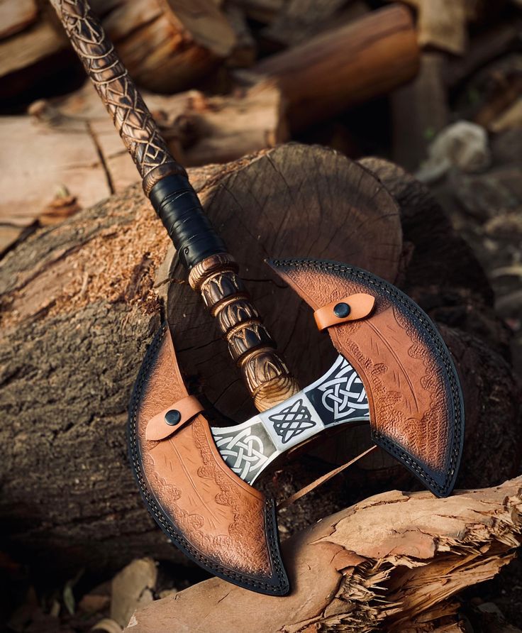 Custom Handmade Double Headed Viking Steel Axe With Engraved Blade Double Bit Axe And Ash Wood Handle, Birthday gift, gift for him