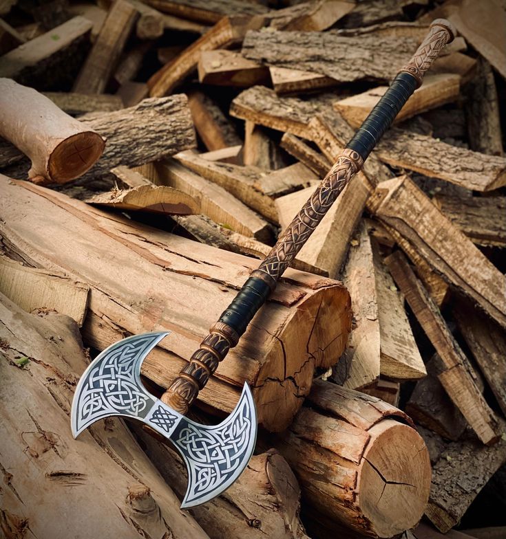 Custom Handmade Double Headed Viking Steel Axe With Engraved Blade Double Bit Axe And Ash Wood Handle, Birthday gift, gift for him