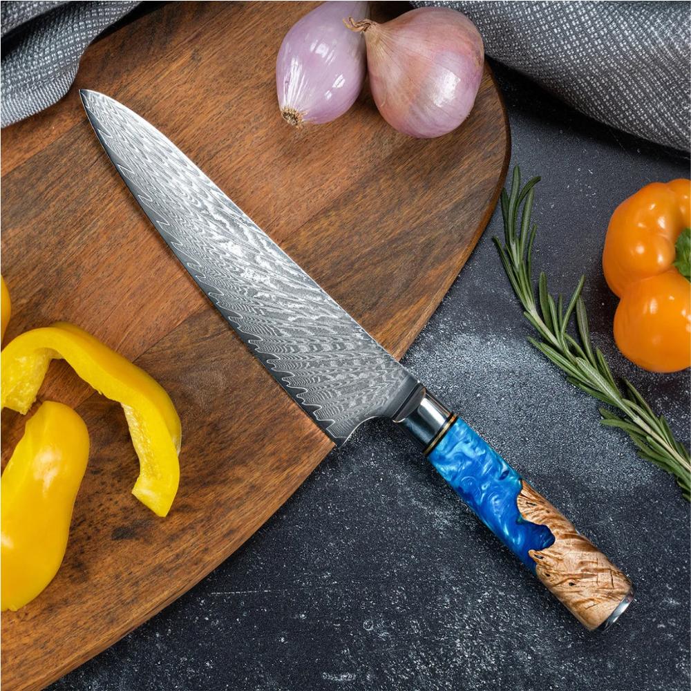 Premium  67-Layer Damascus Steel 8" Chef's Knife with Japanese VG10 Core and Natural Sycamore Wood Handle – Kitchen Tool for Precision Cutting – $189.00