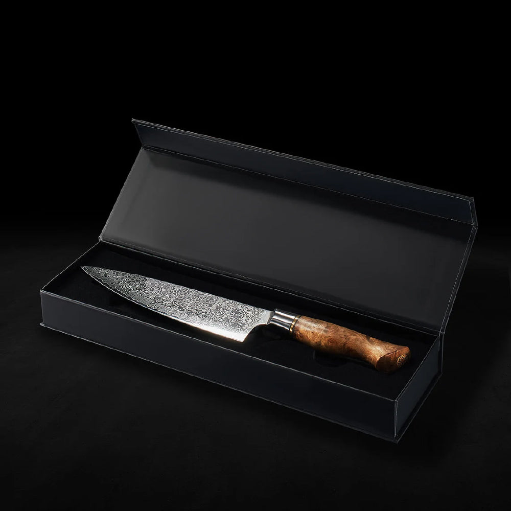 67-Layer Damascus Steel 8" Chef's Knife – Japanese VG10 Steel with Natural Sycamore Wood Handle – Only $189.00