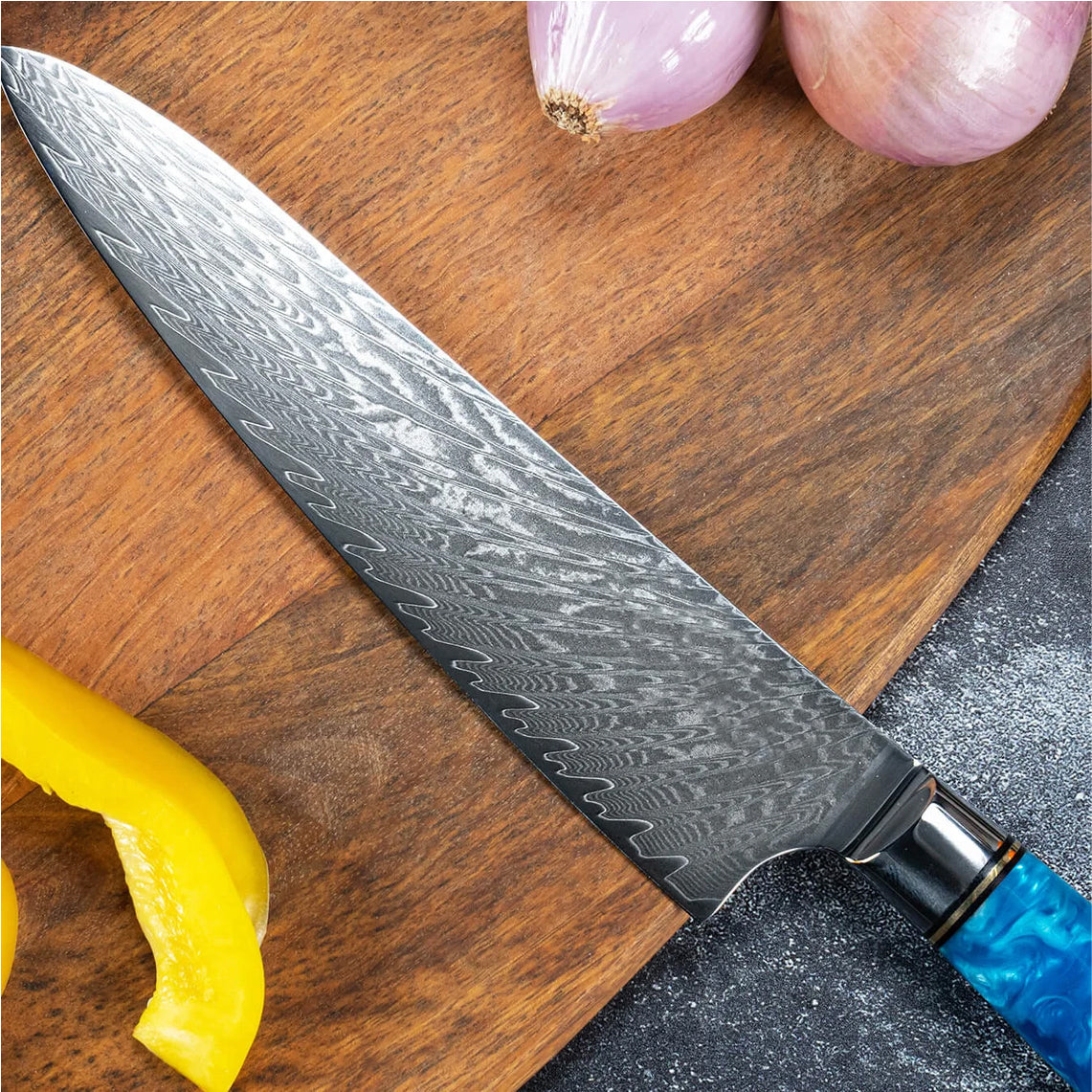 Premium  67-Layer Damascus Steel 8" Chef's Knife with Japanese VG10 Core and Natural Sycamore Wood Handle – Kitchen Tool for Precision Cutting – $189.00