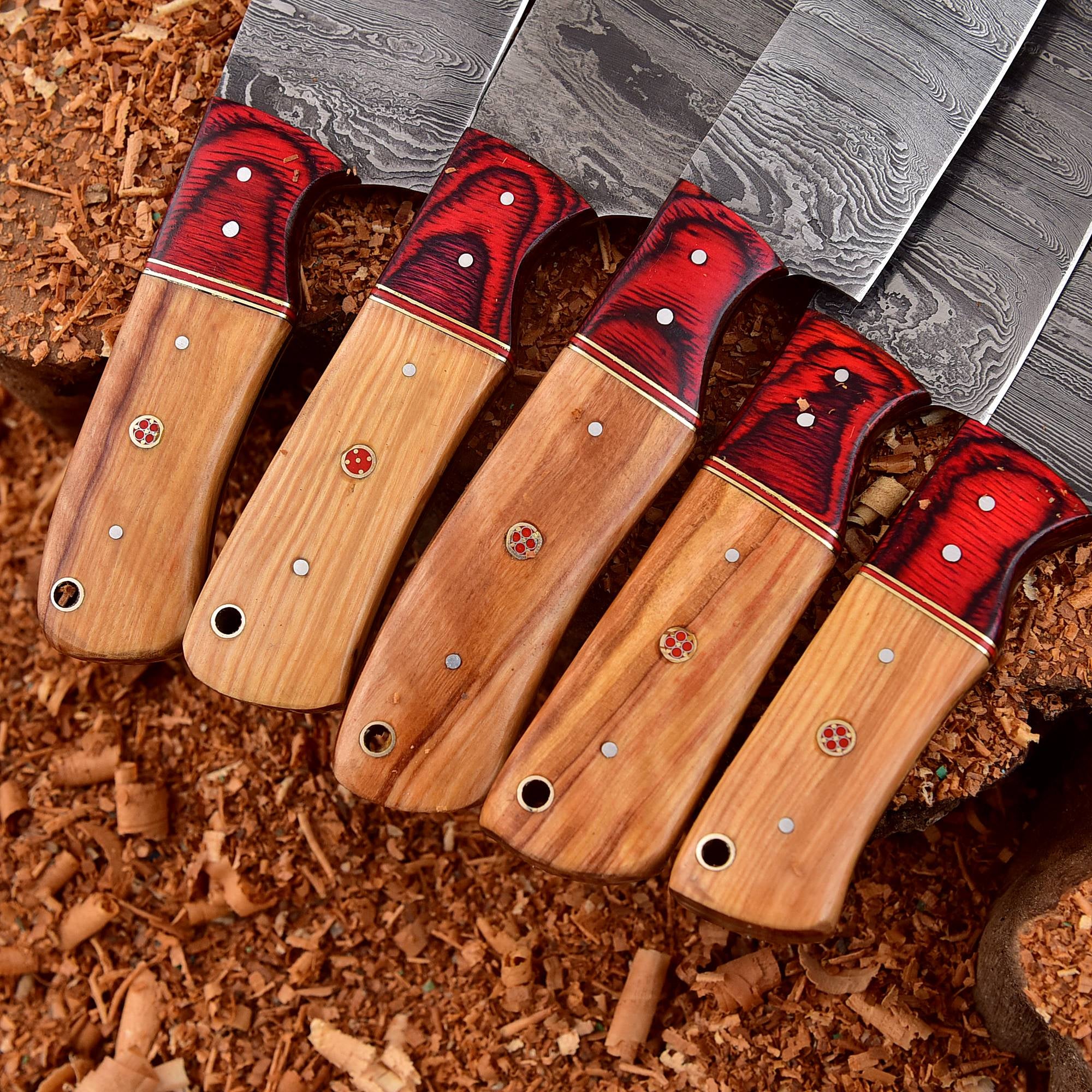 Handmade Damascus Steel Chef Knife Set with Premium Rolling Bag – Top Quality 5PC Set – Just $145.46