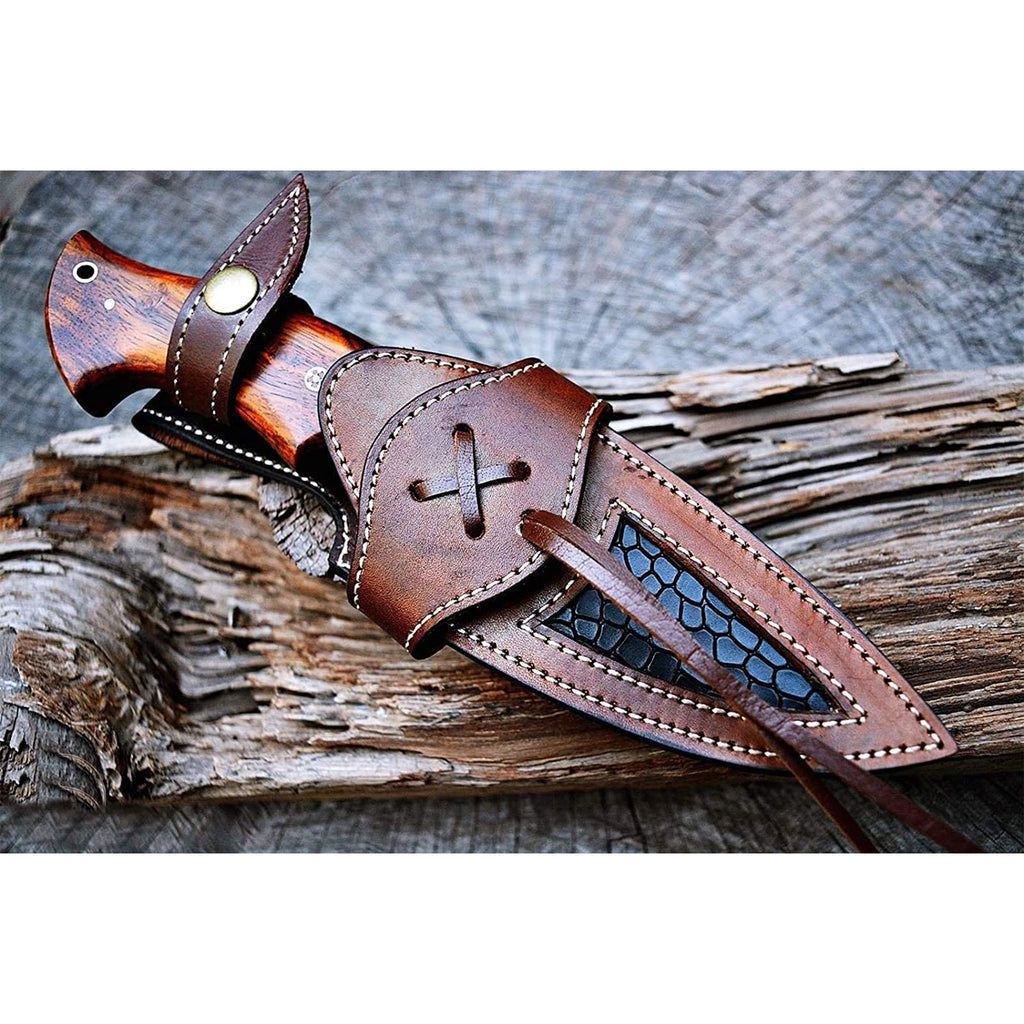 Predator Hunter Damascus Knife , Handmade Bobcat Knife Damascus Steel Hunting