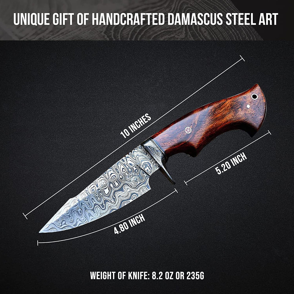 Predator Hunter Damascus Knife , Handmade Bobcat Knife Damascus Steel Hunting