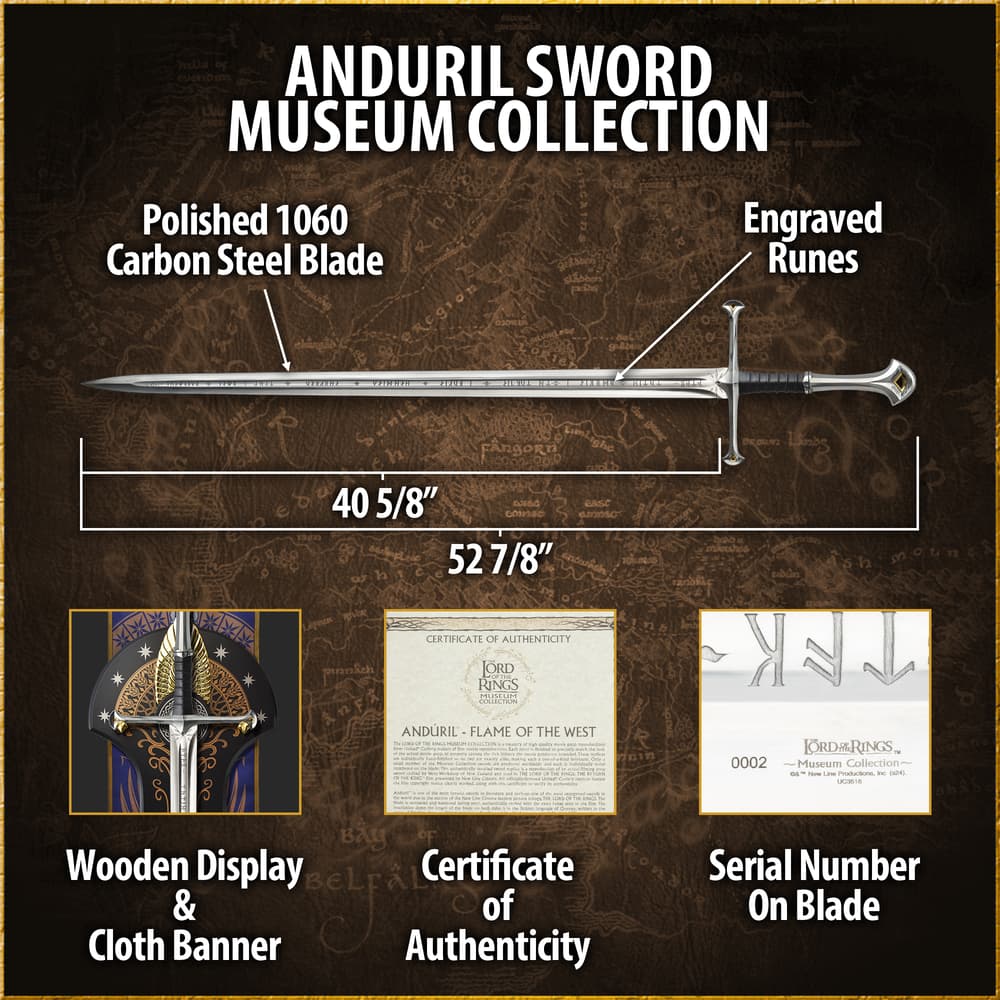 Anduril Sword Museum Collection Replica - Authentic Lord of the Rings Collectible for Sale – Just $229