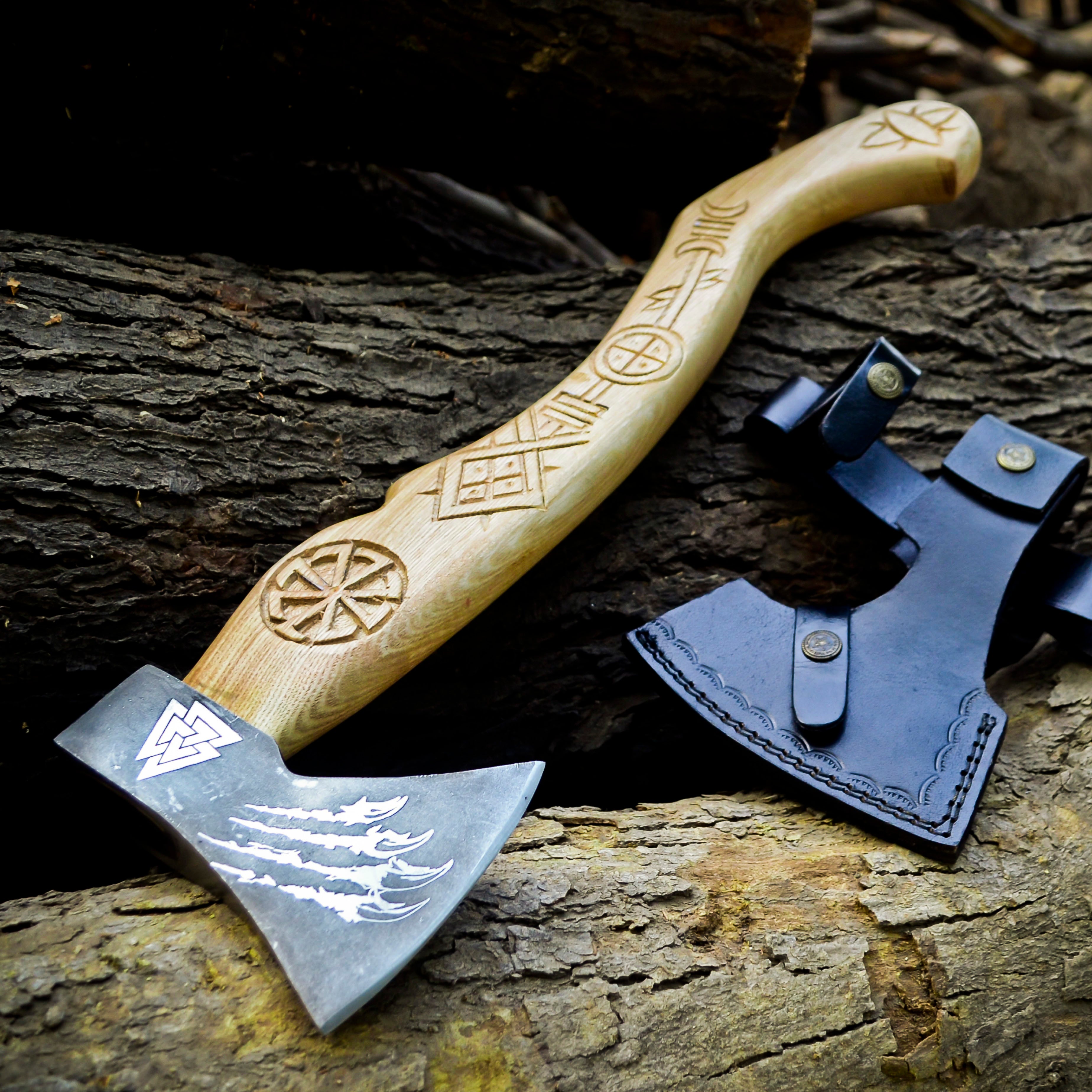 Viking Axe Custom Handmade Carbon Steel Rose Wood Handle-Gift For Special People