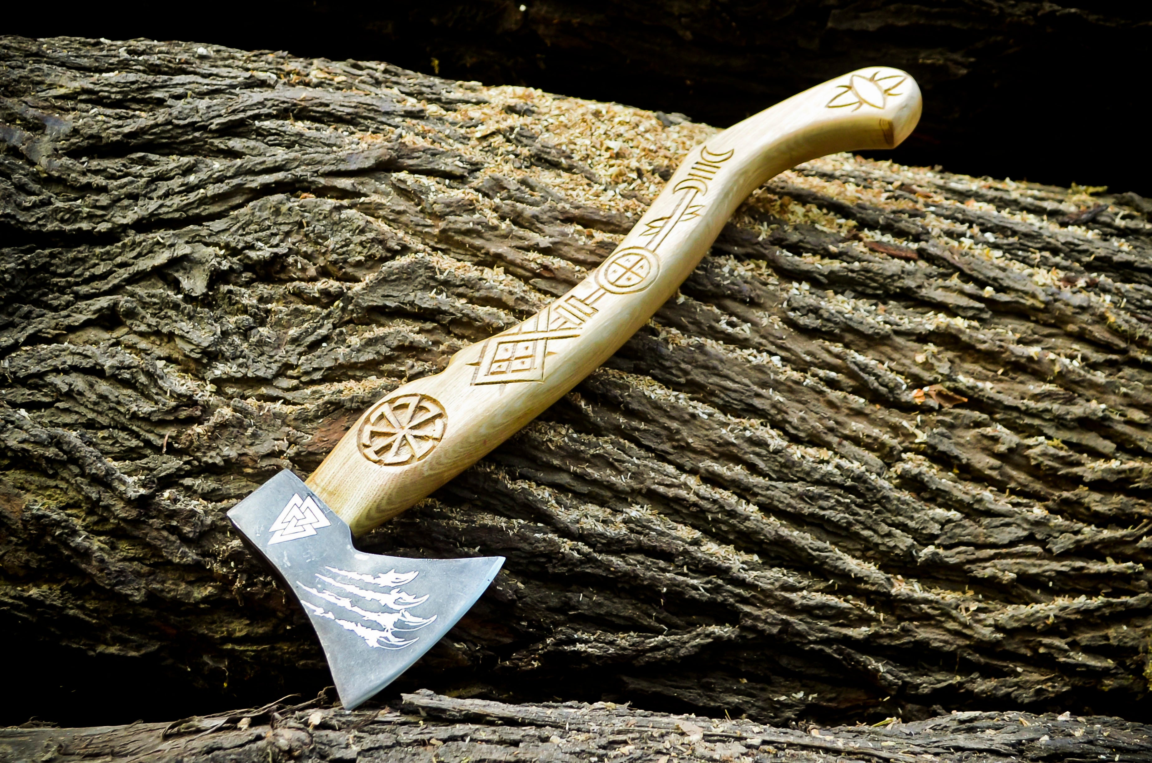 Viking Axe Custom Handmade Carbon Steel Rose Wood Handle-Gift For Special People