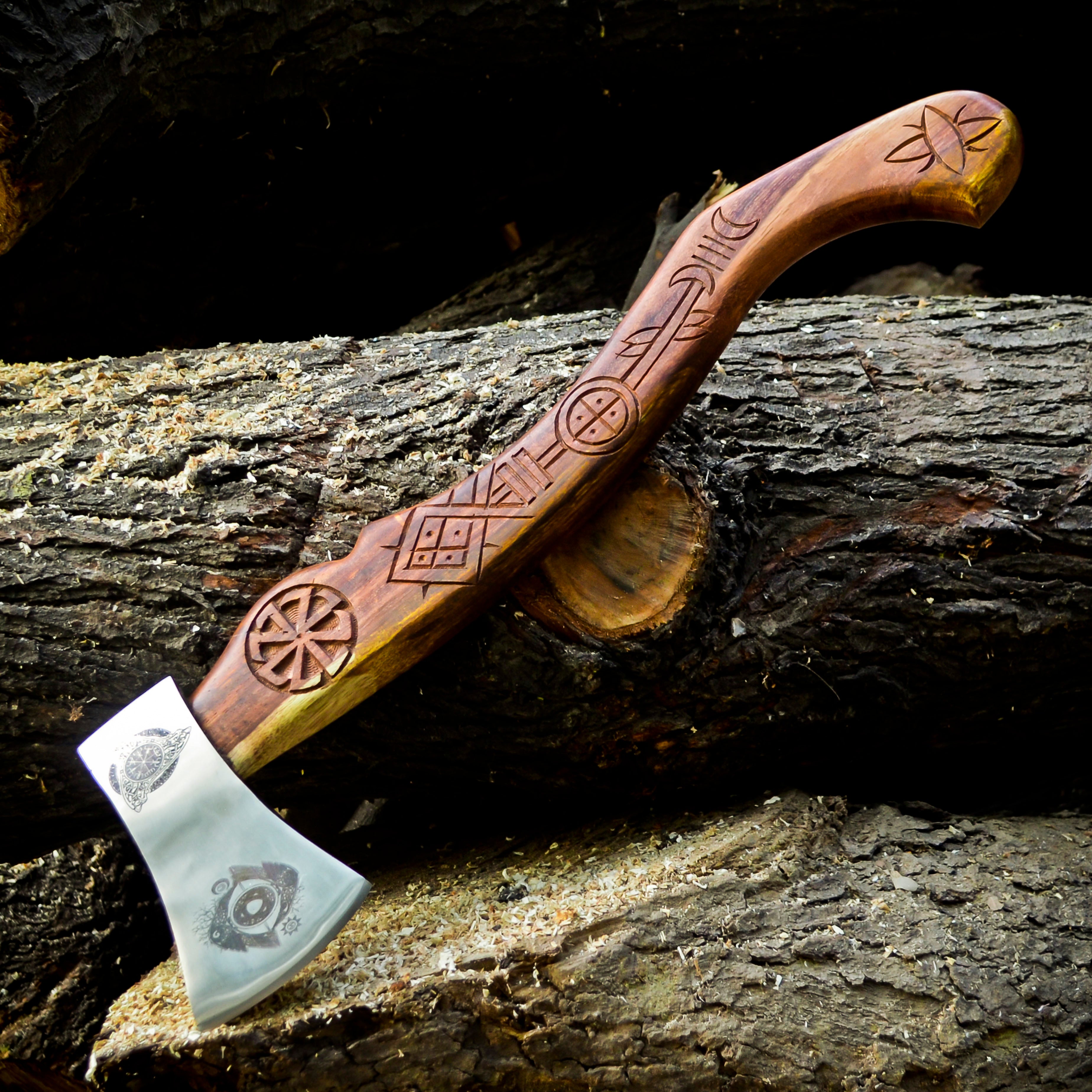 Viking Axe Custom Handmade Carbon Steel Rose Wood Handle-Gift For Special People