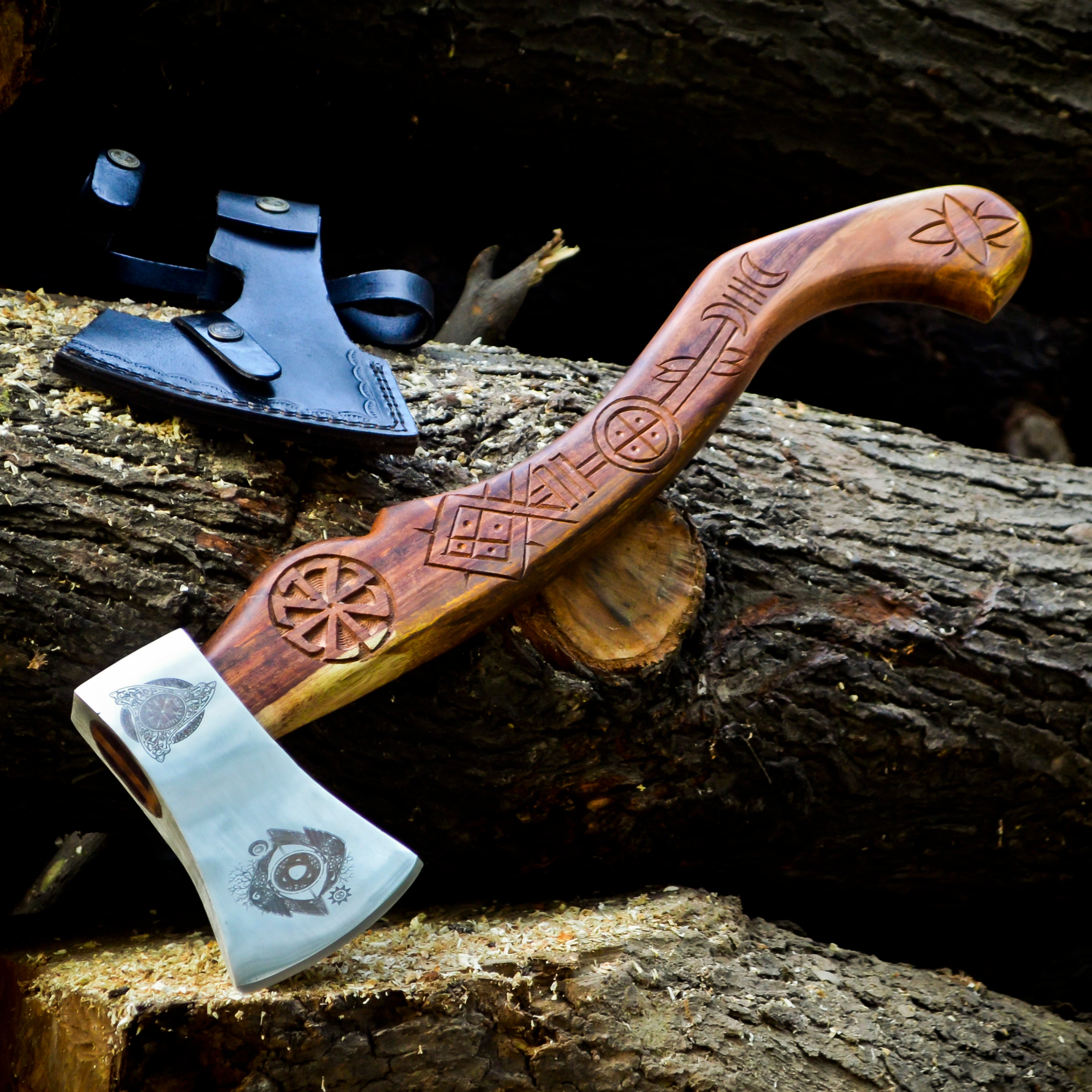 Viking Axe Custom Handmade Carbon Steel Rose Wood Handle-Gift For Special People