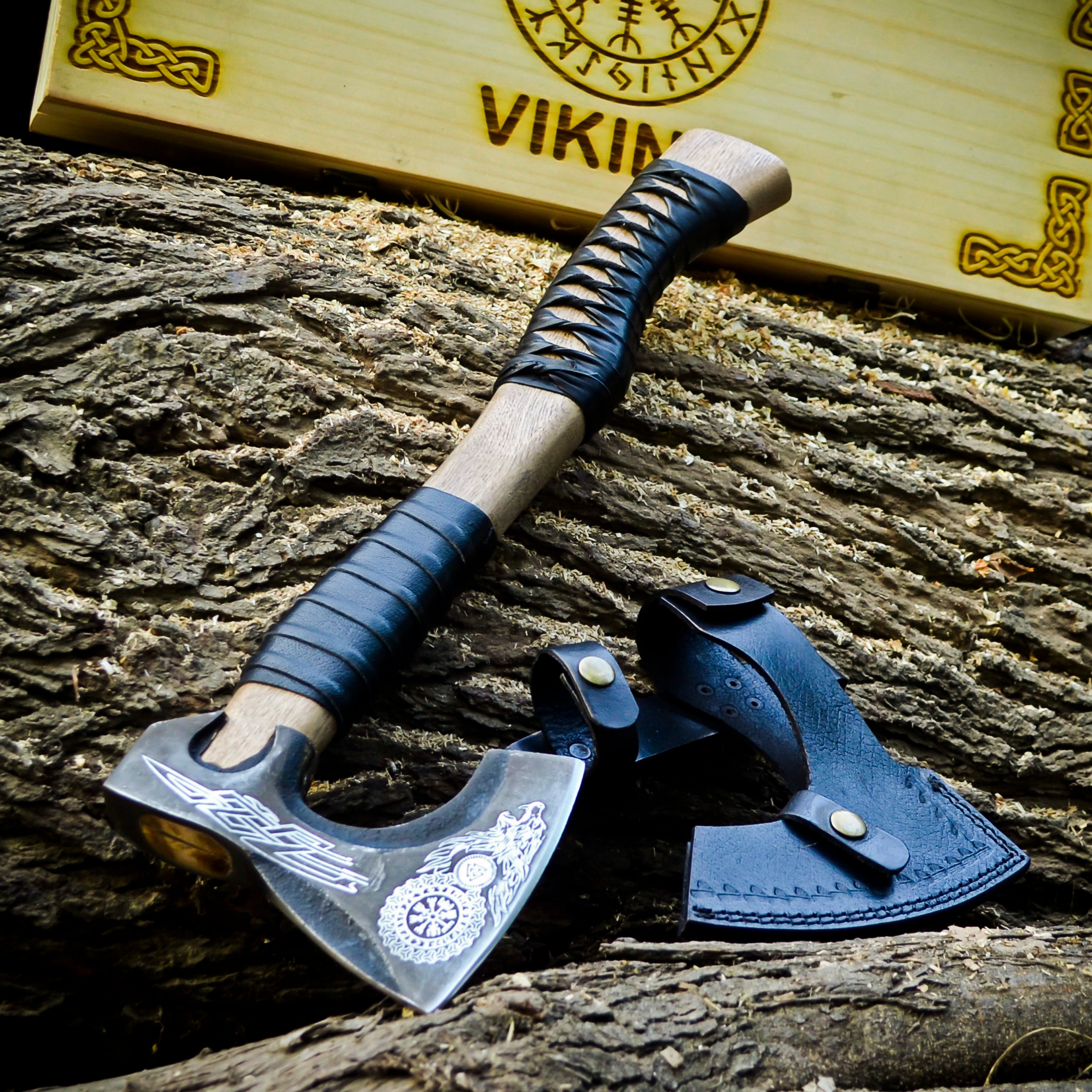 Viking Axe Custom Handmade Carbon Steel Rose Wood Handle-Gift For Special People