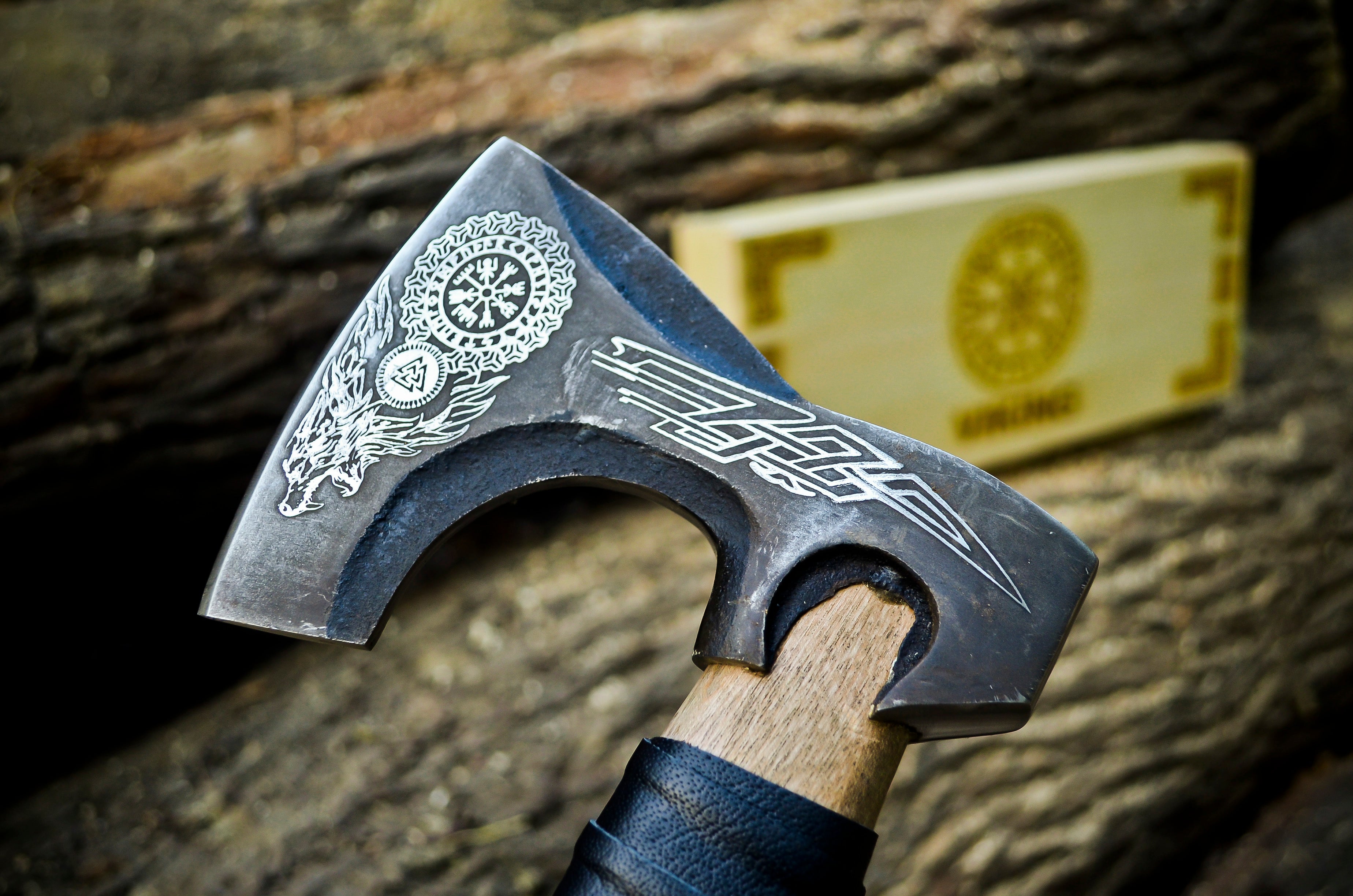 Viking Axe Custom Handmade Carbon Steel Rose Wood Handle-Gift For Special People