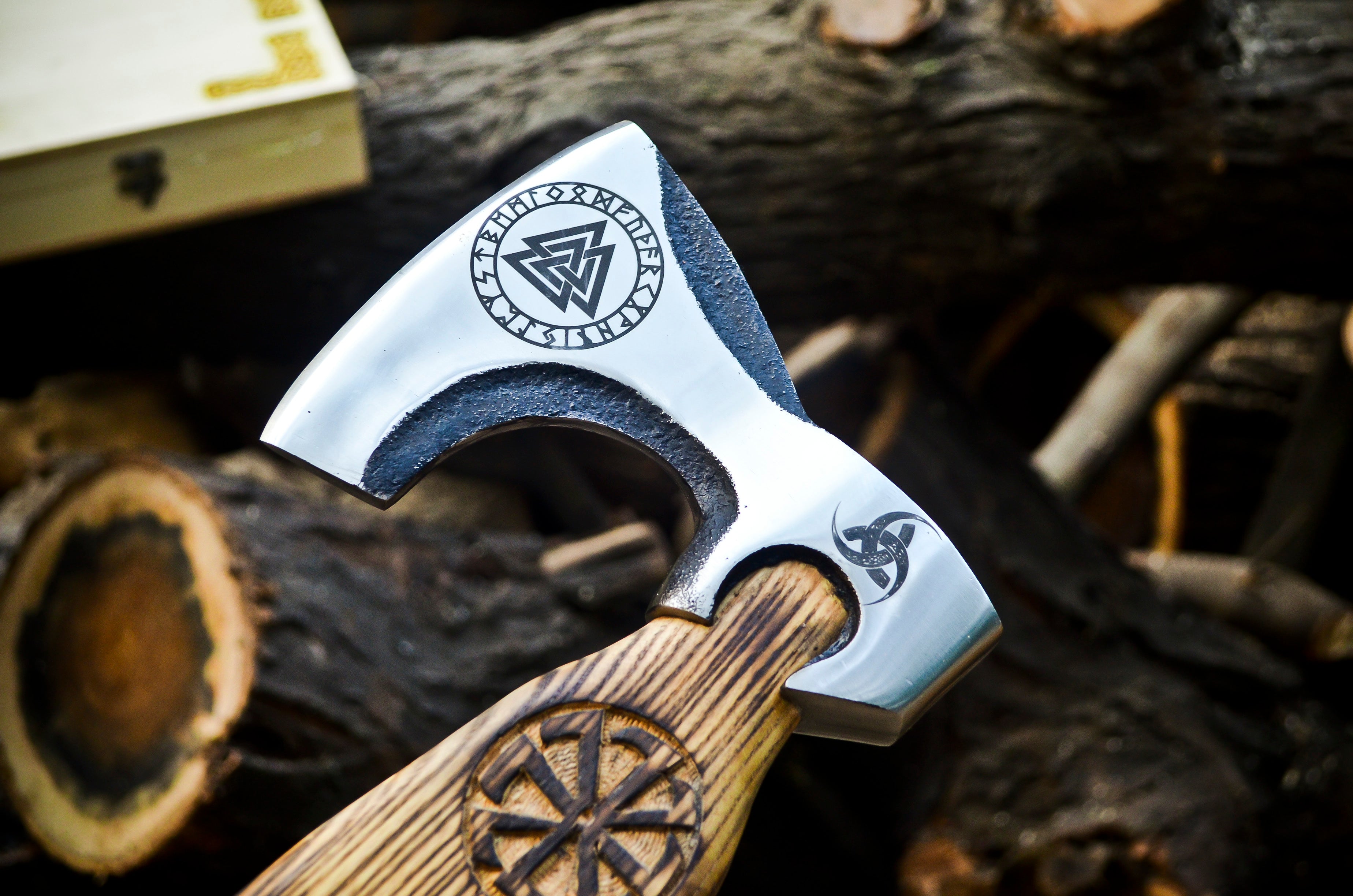 Viking Axe Custom Handmade Carbon Steel Rose Wood Handle-Gift For Special People