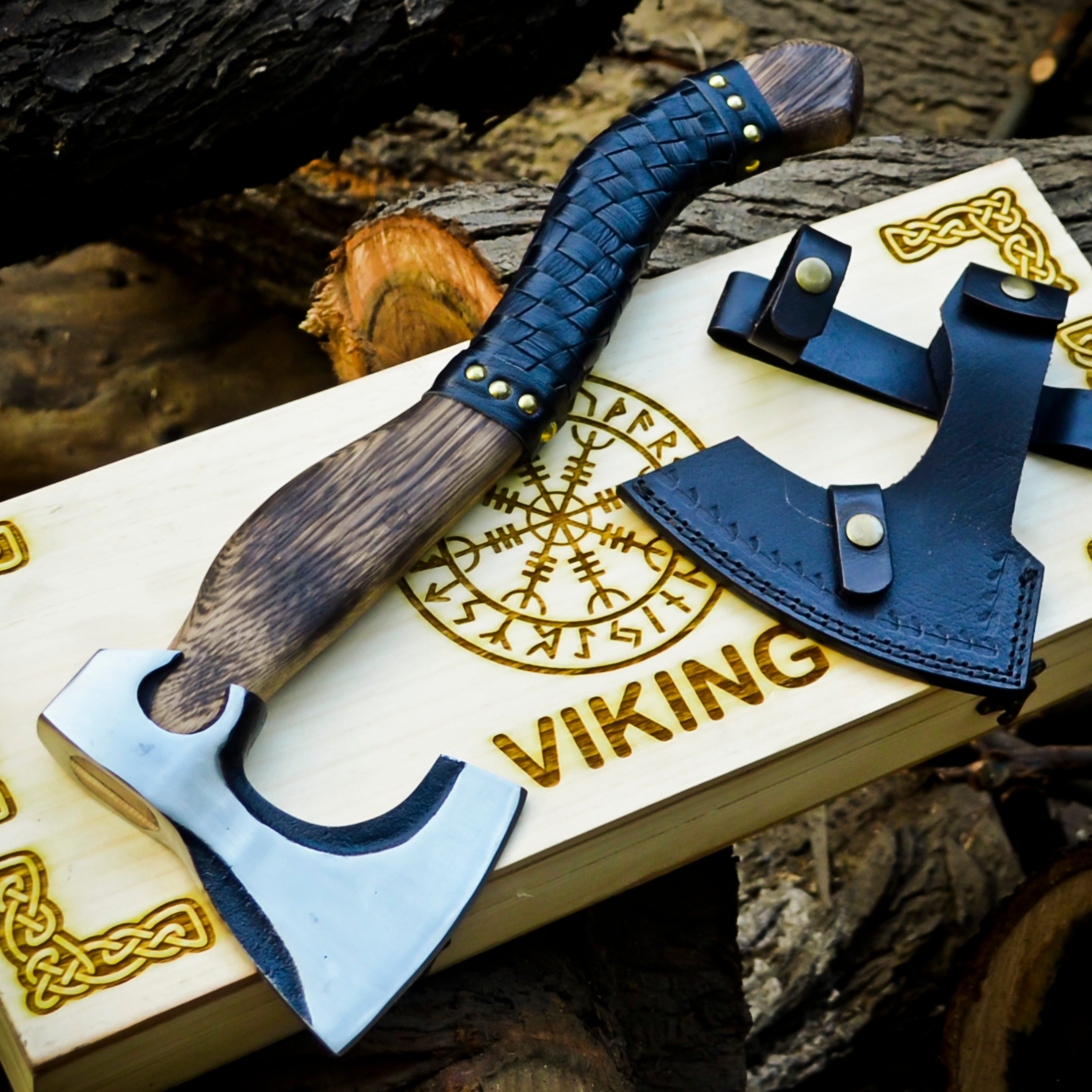 Viking Axe Custom Handmade Carbon Steel Rose Wood Handle-Gift For Special People