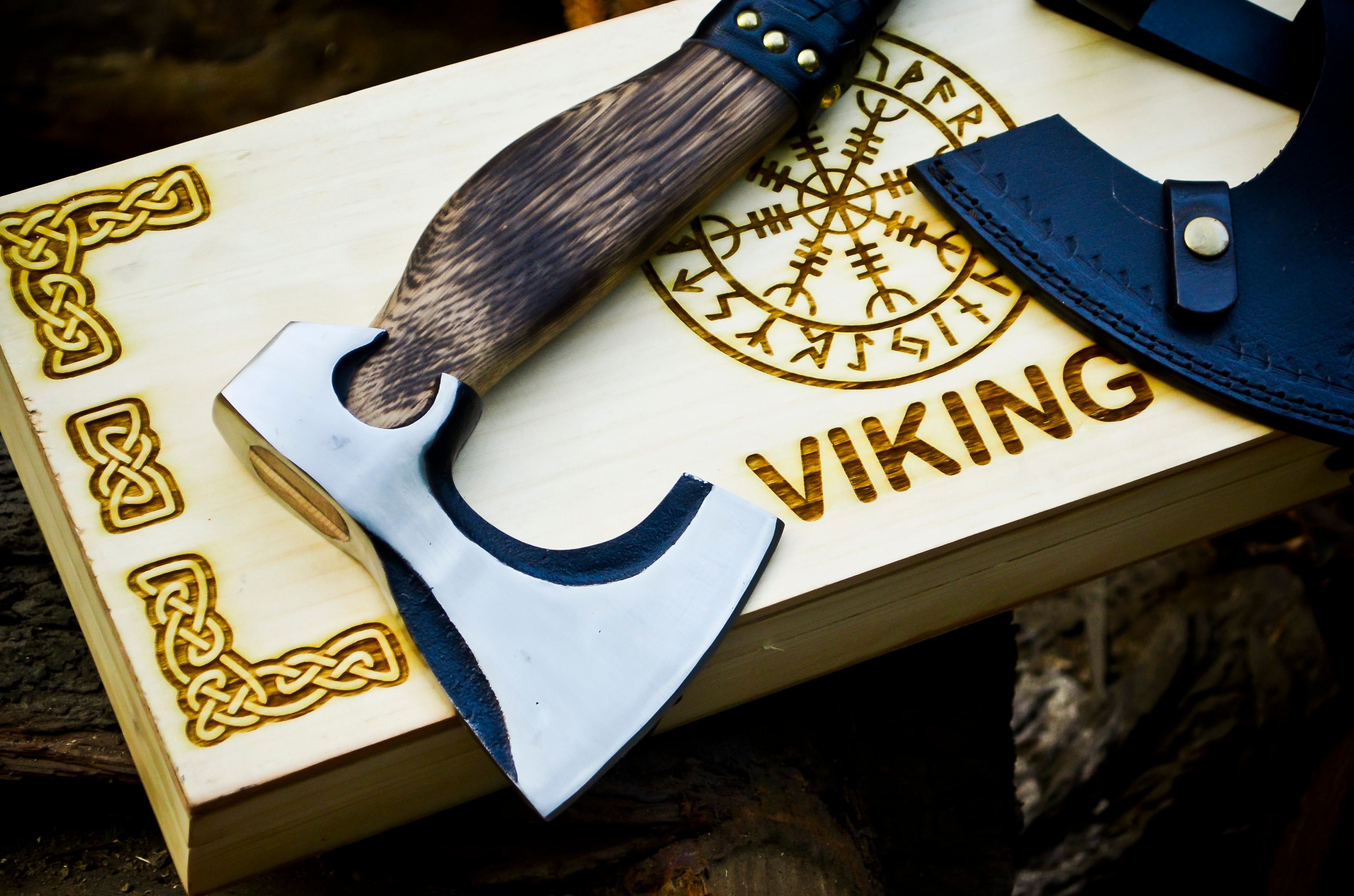 Viking Axe Custom Handmade Carbon Steel Rose Wood Handle-Gift For Special People