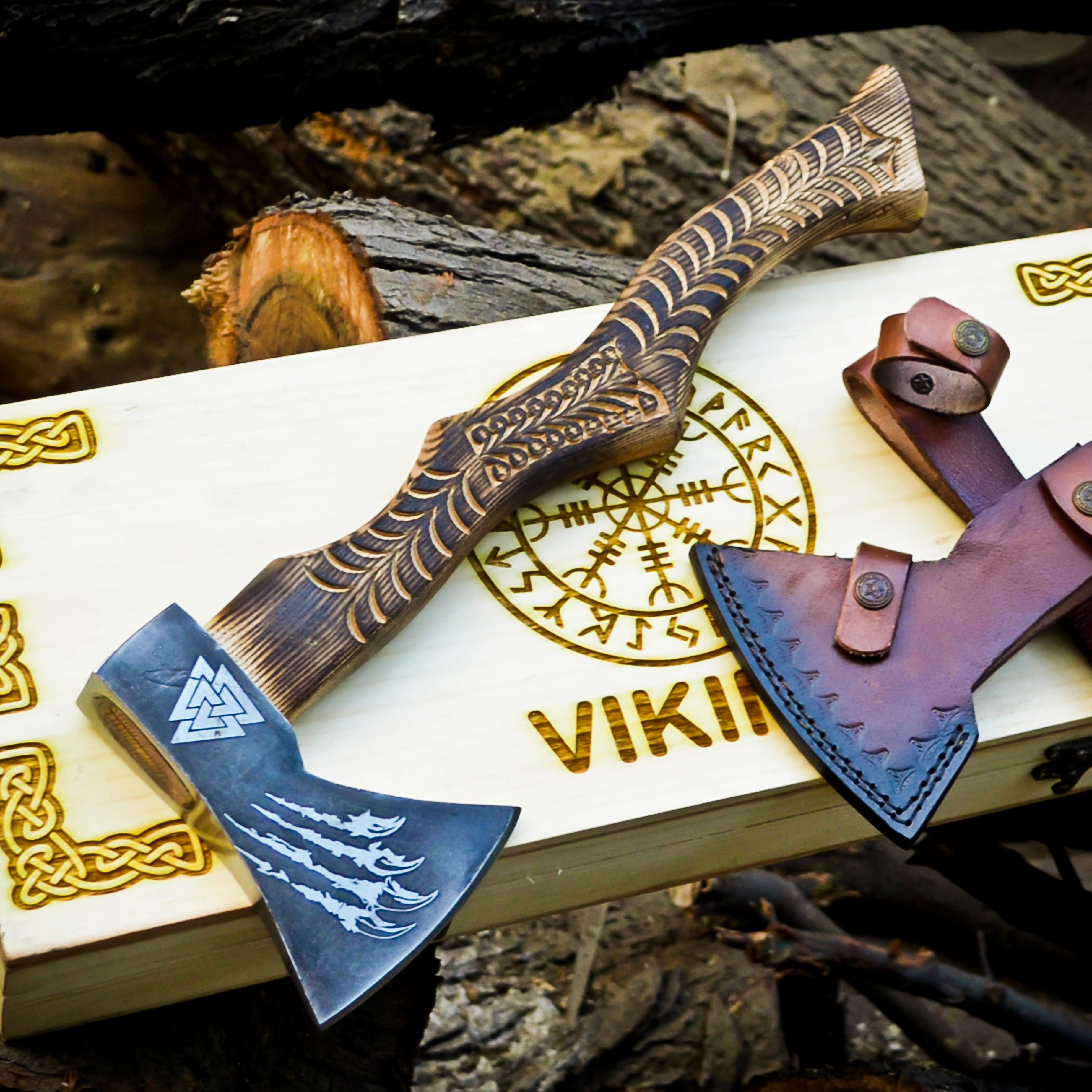 Viking Axe Custom Handmade Carbon Steel Rose Wood Handle-Gift For Special People