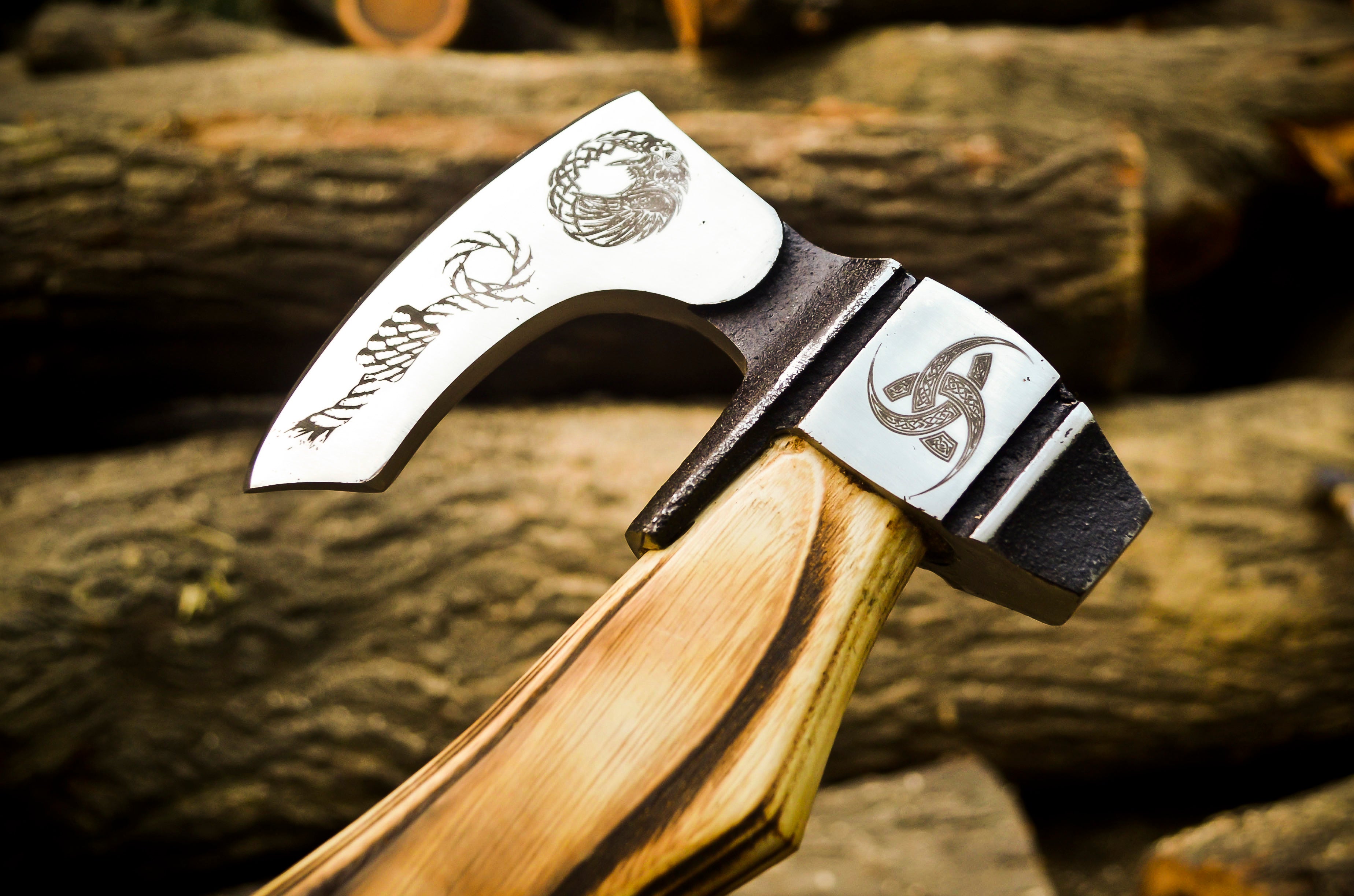 Buy Horns of Odin Viking Axe USA – Handcrafted, Engraved Norse Design, Limited Stock, Only $120