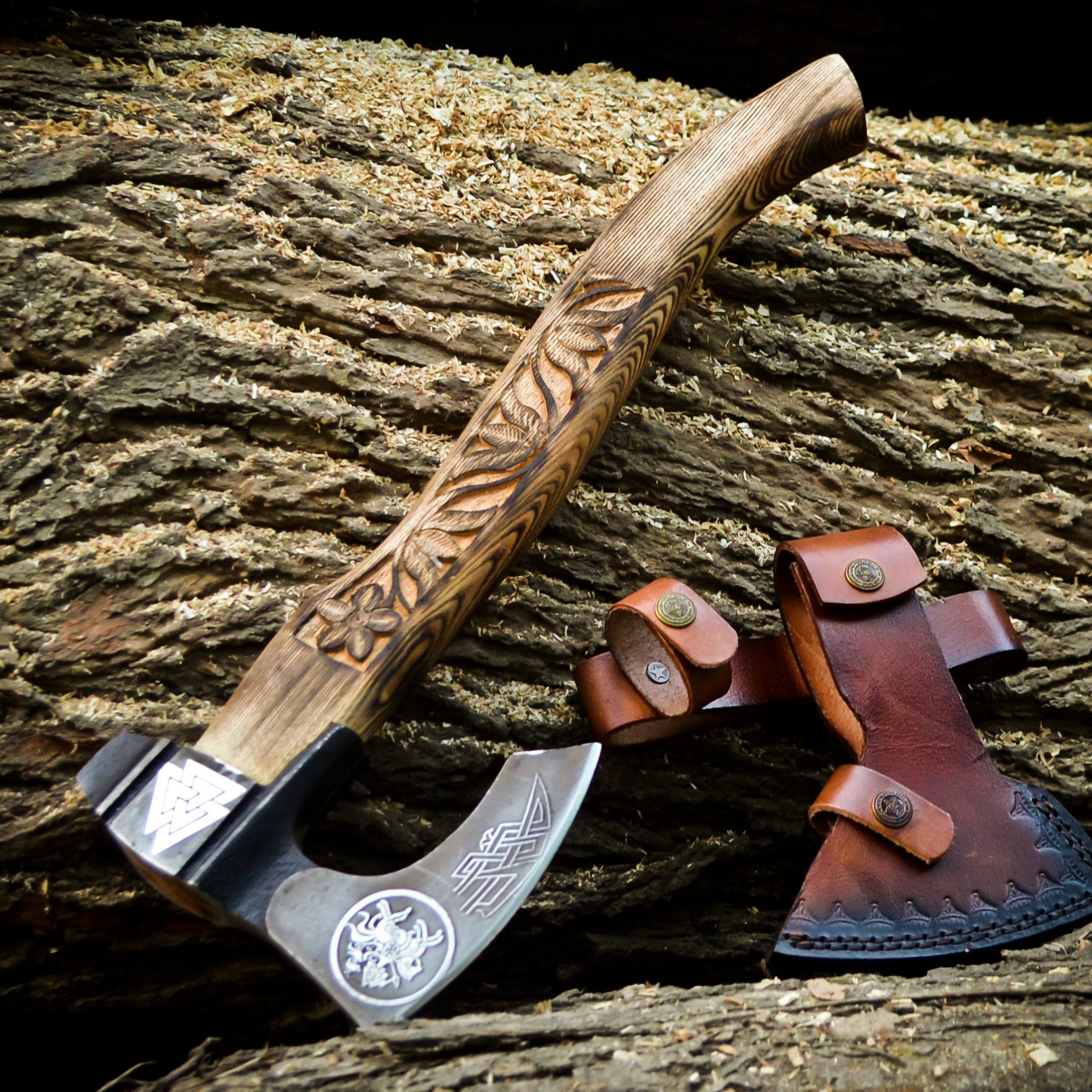 Viking Axe Custom Handmade Carbon Steel Rose Wood Handle-Gift For Special People