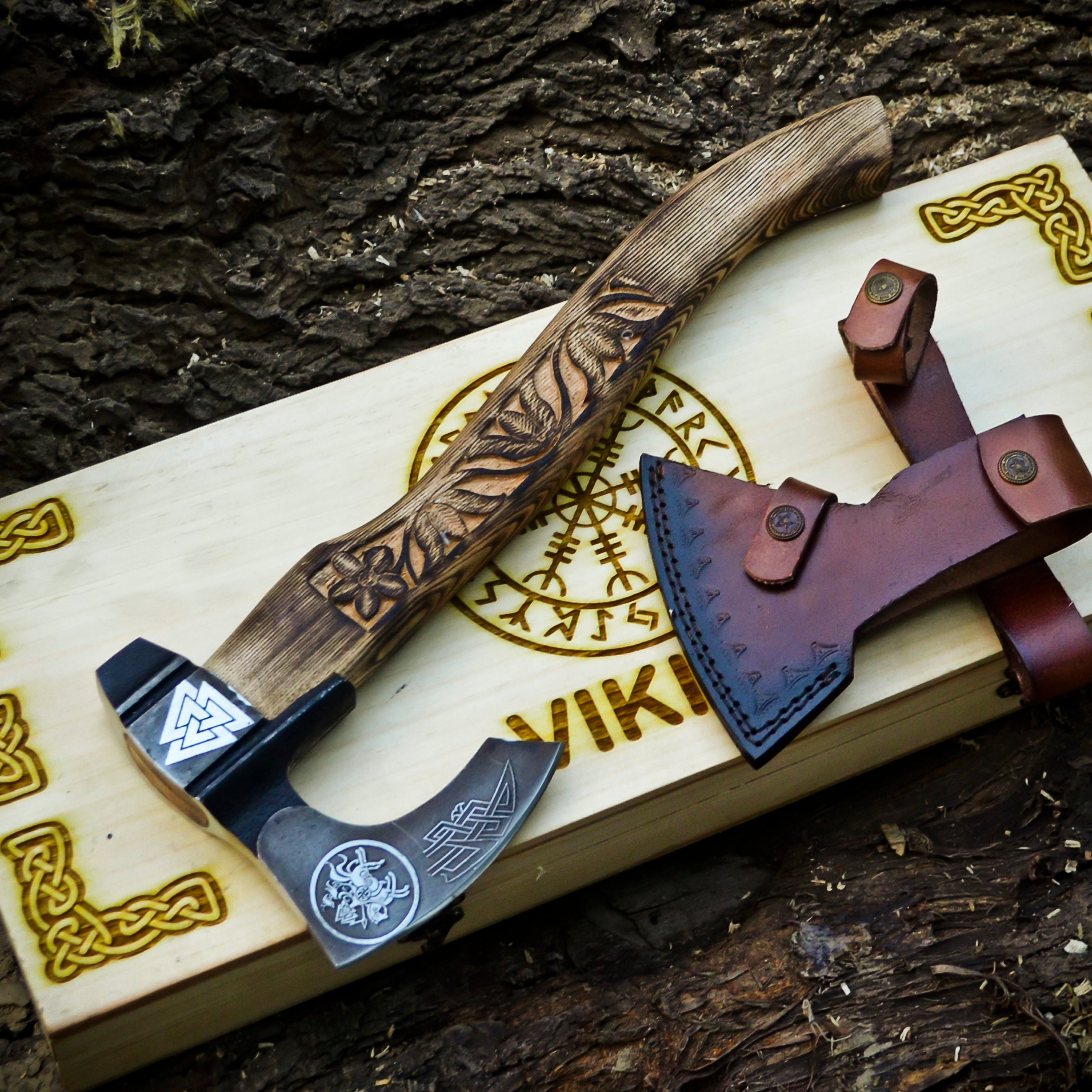 Viking Axe Custom Handmade Carbon Steel Rose Wood Handle-Gift For Special People