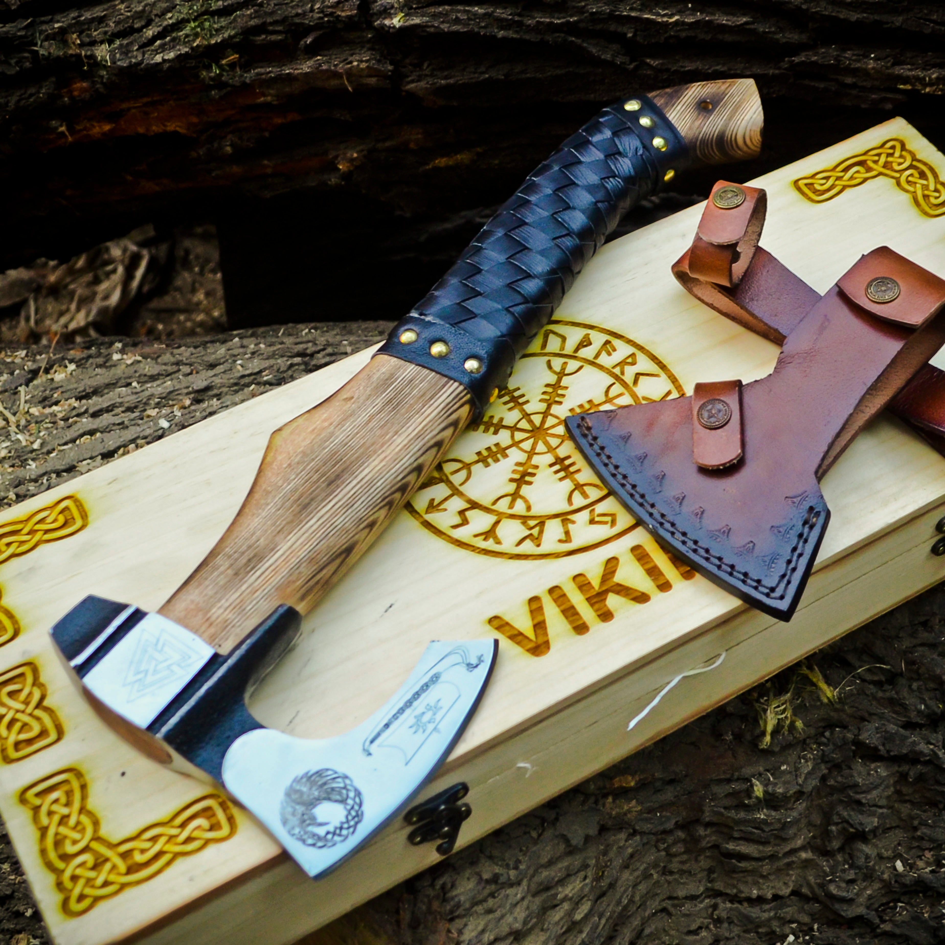 Viking Axe Custom Handmade Carbon Steel Rose Wood Handle-Gift For Special People