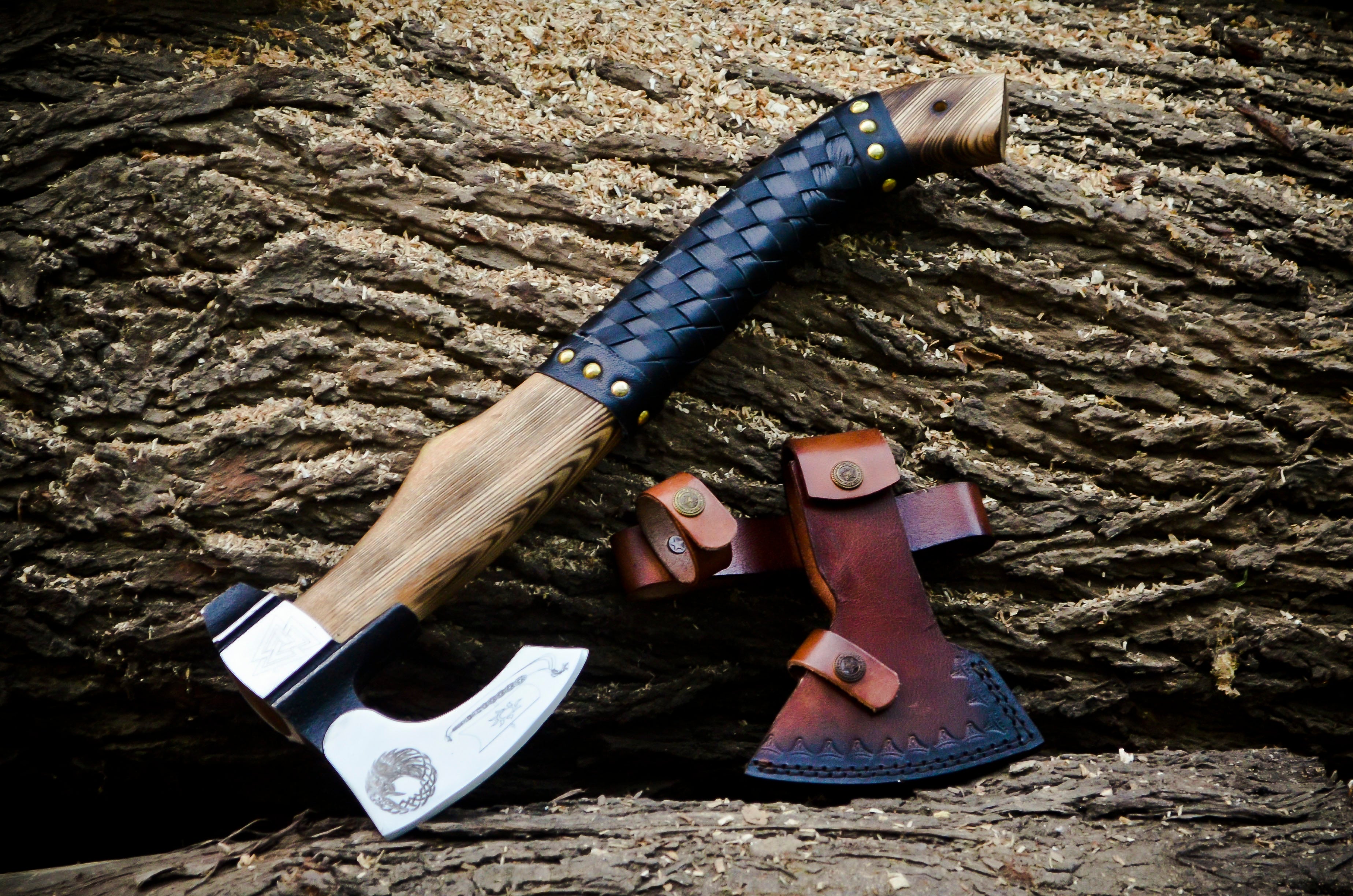 Viking Axe Custom Handmade Carbon Steel Rose Wood Handle-Gift For Special People