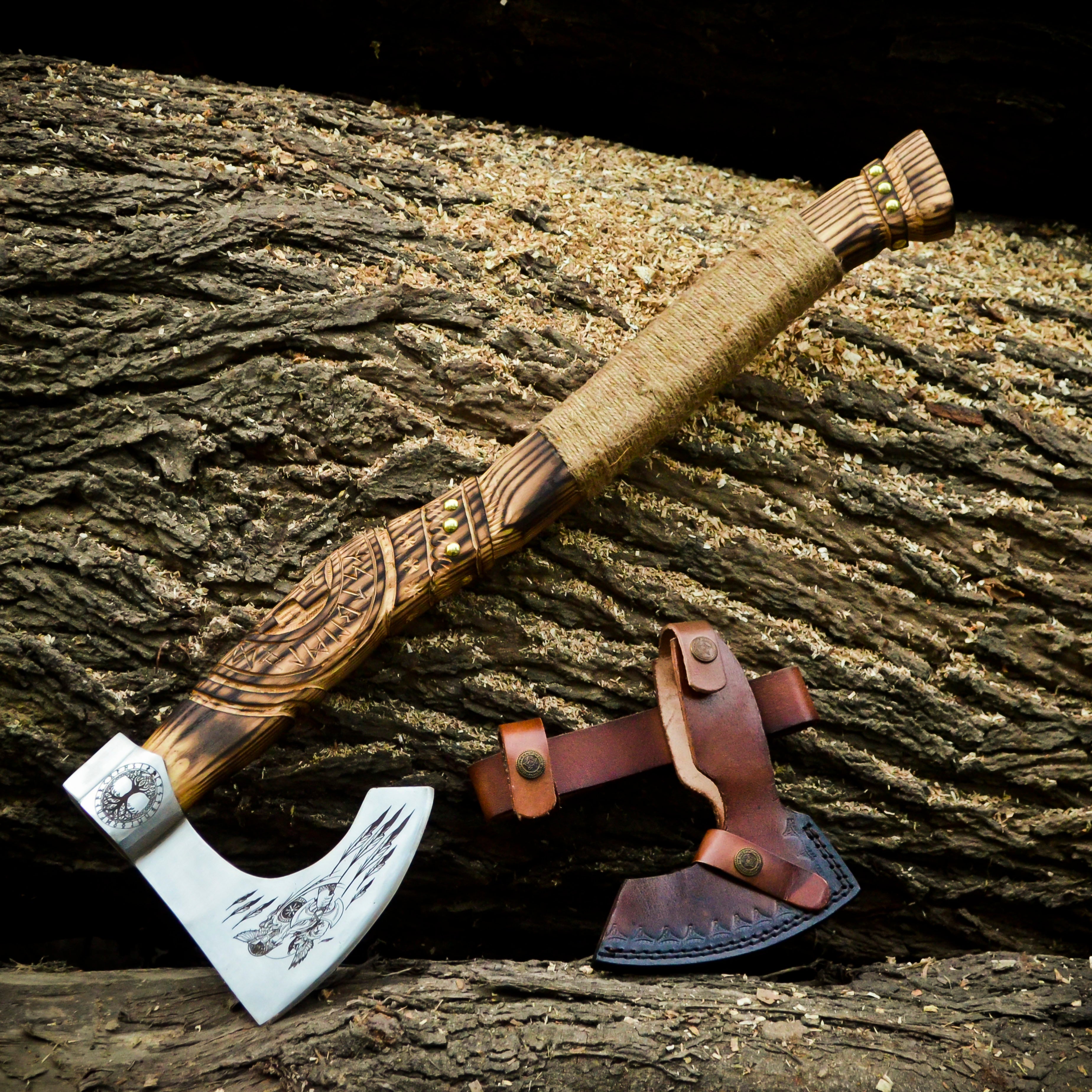 Viking Axe Custom Handmade Carbon Steel Rose Wood Handle-Gift For Special People