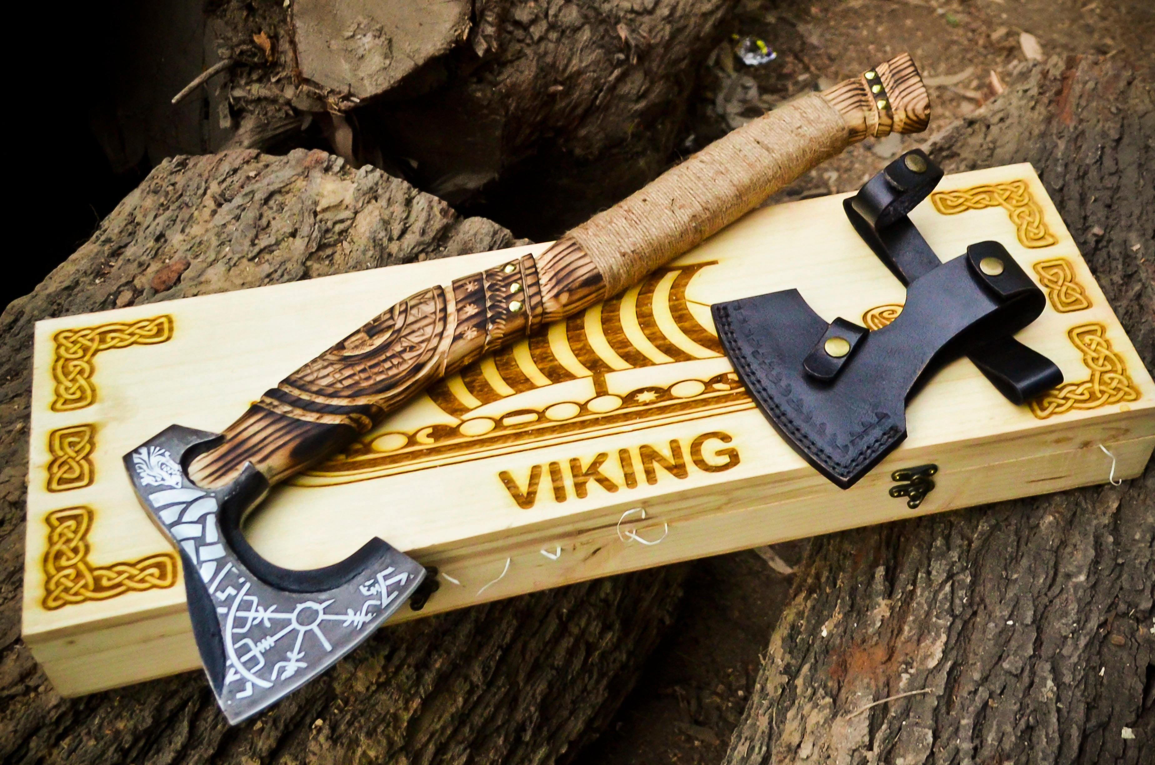 Viking Axe Custom Handmade Carbon Steel Rose Wood Handle-Gift For Special People