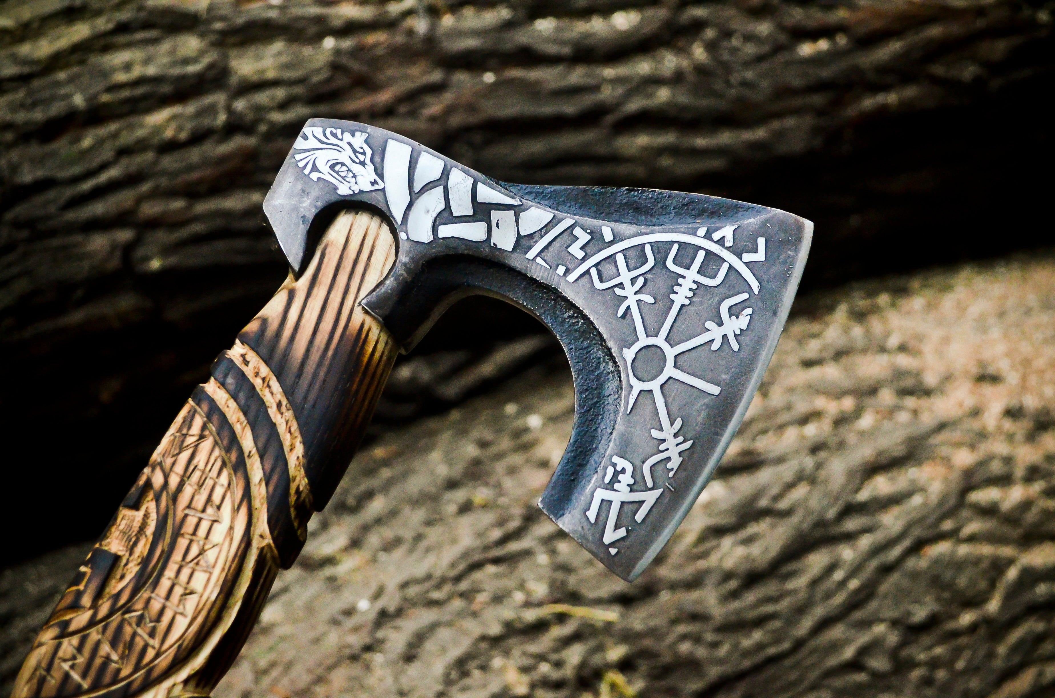 Viking Axe Custom Handmade Carbon Steel Rose Wood Handle-Gift For Special People