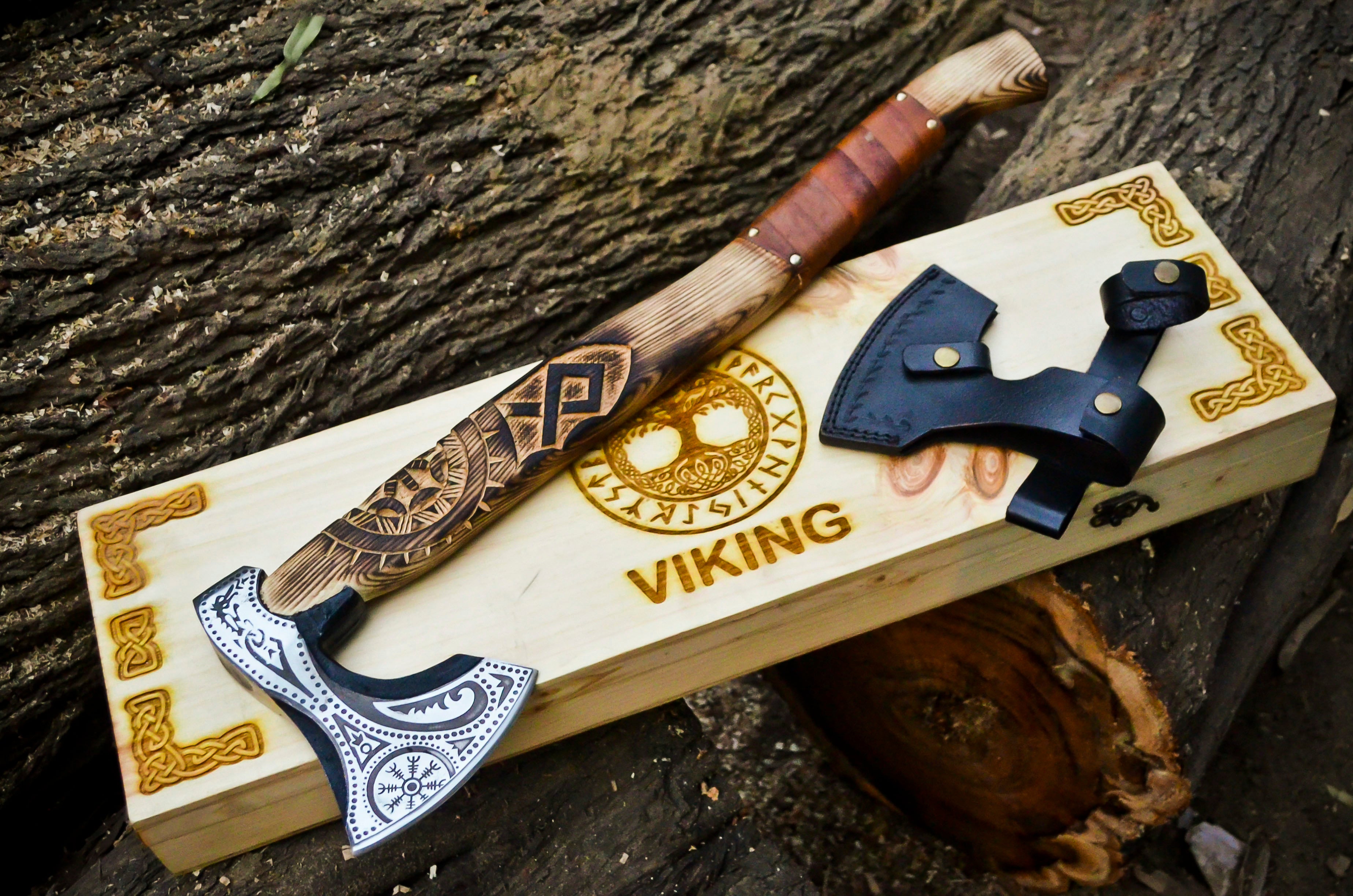 Viking Axe Custom Handmade Carbon Steel Rose Wood Handle-Gift For Special People