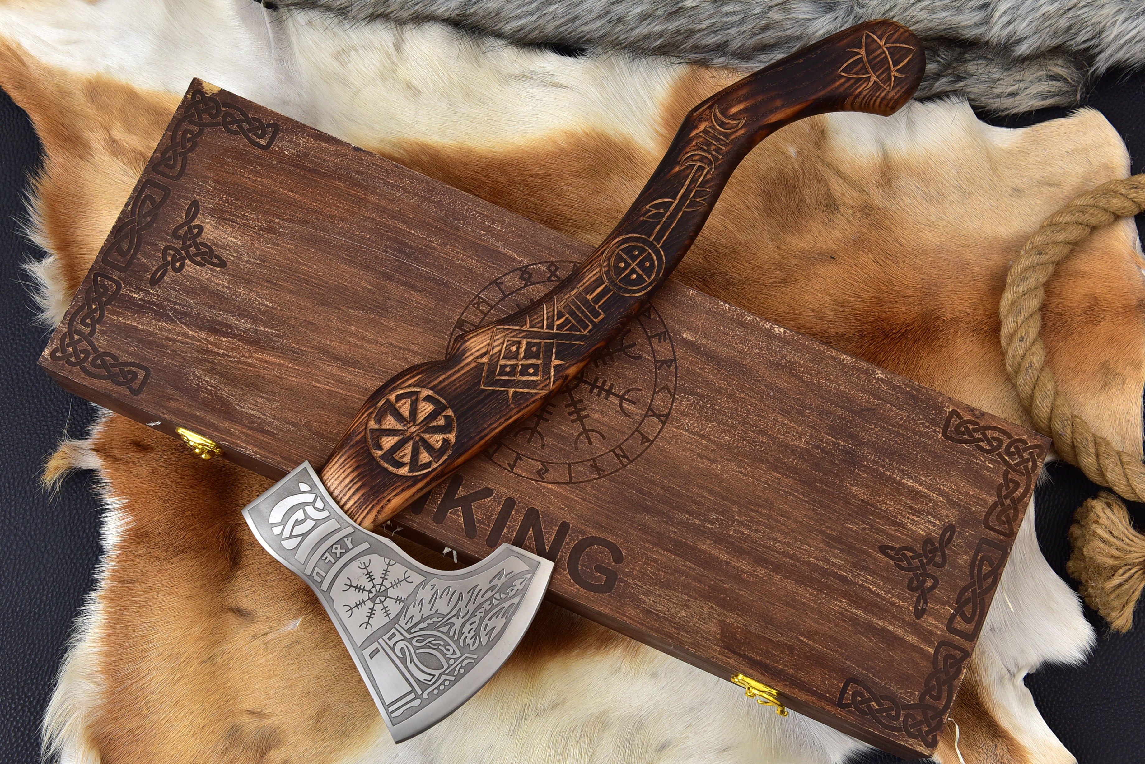 Viking Axe Custom Handmade Carbon Steel Rose Wood Handle-Gift For Special People