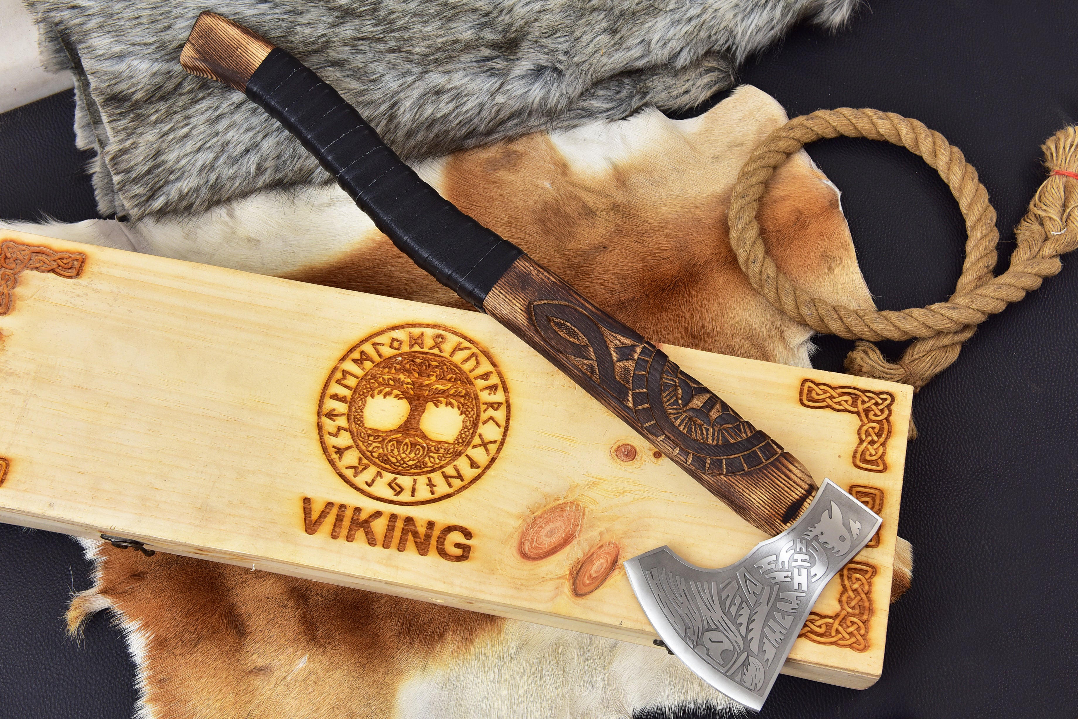 Viking Axe Custom Handmade Carbon Steel Rose Wood Handle-Gift For Special People