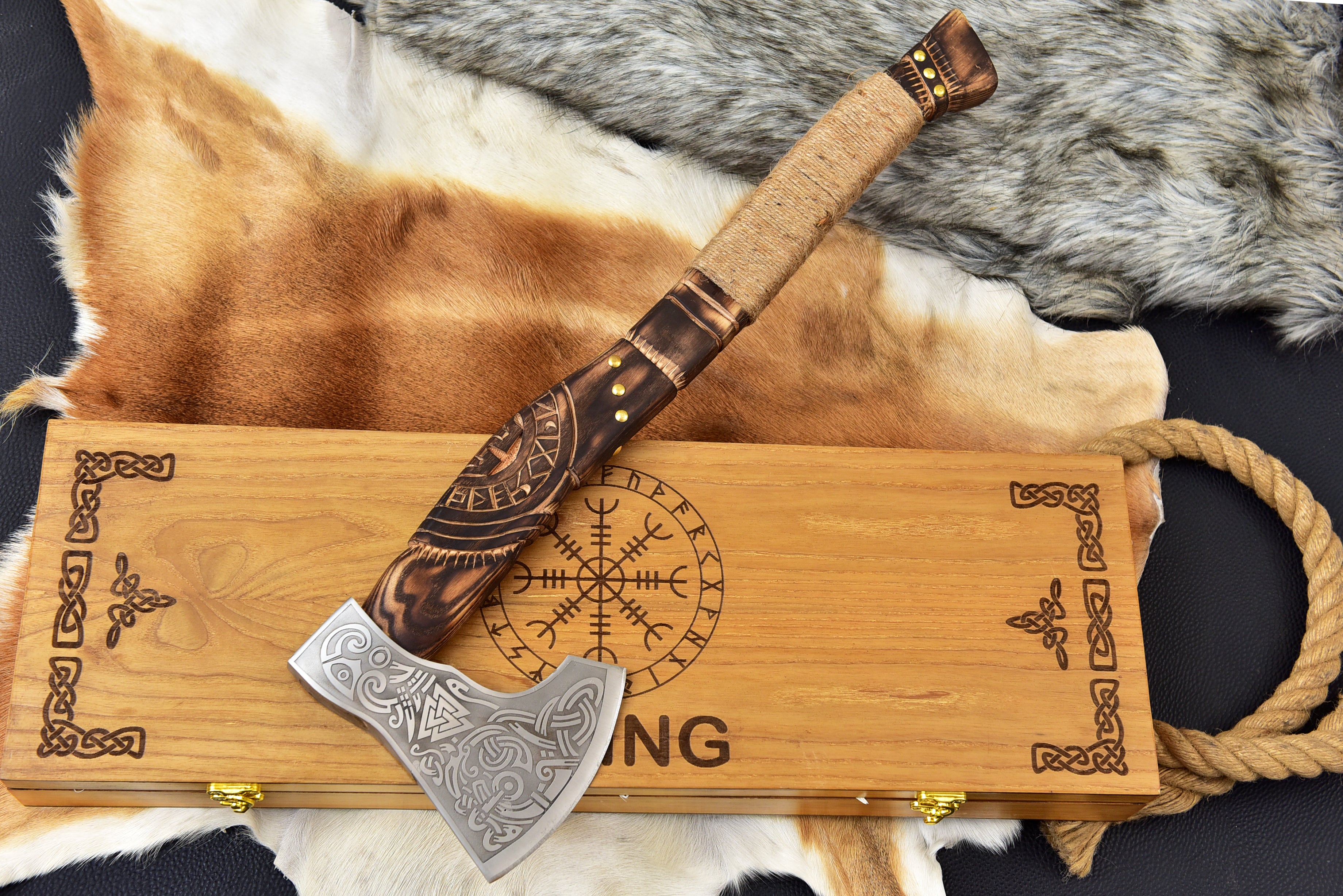 Viking Axe Custom Handmade Carbon Steel Rose Wood Handle-Gift For Special People