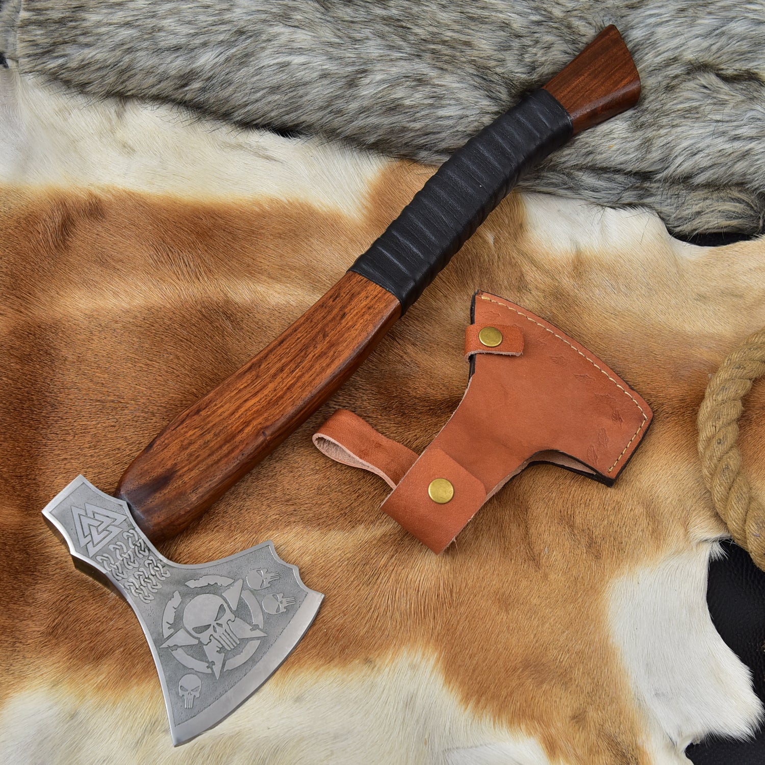 Viking Axe Custom Handmade Carbon Steel Rose Wood Handle-Gift For Special People