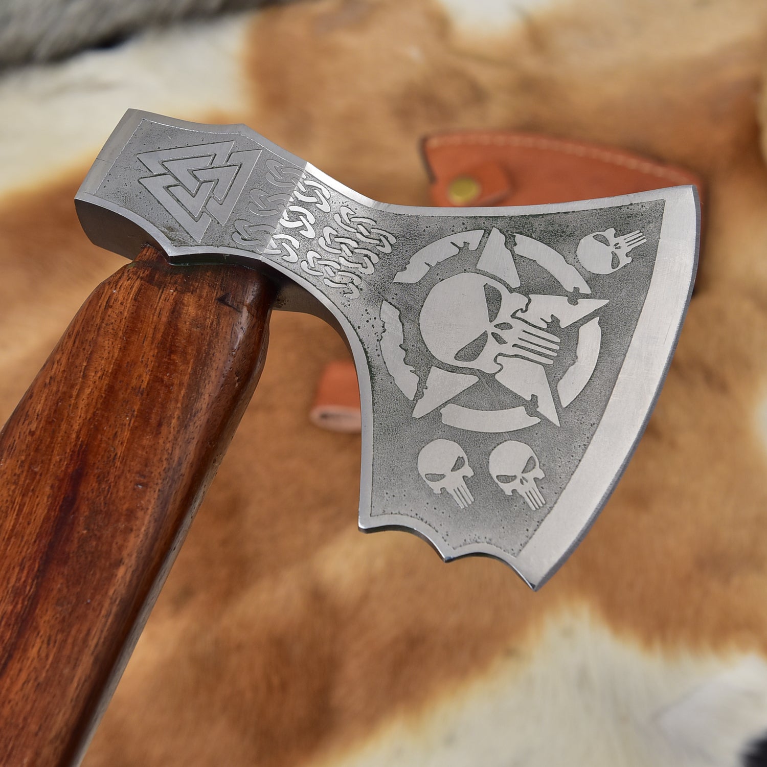 Viking Axe Custom Handmade Carbon Steel Rose Wood Handle-Gift For Special People