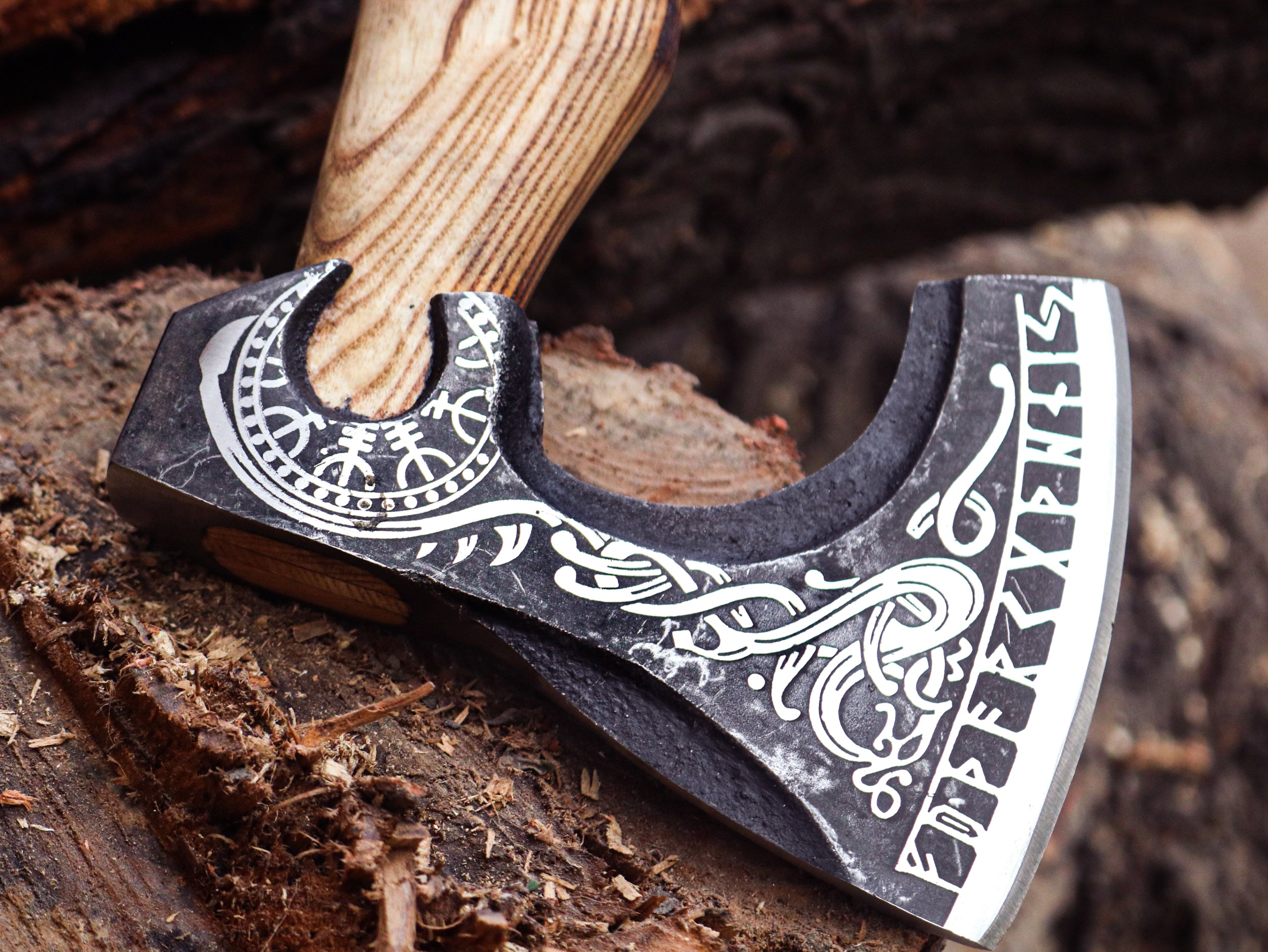 Viking Axe Custom Handmade Carbon Steel Rose Wood Handle-Gift For Special People