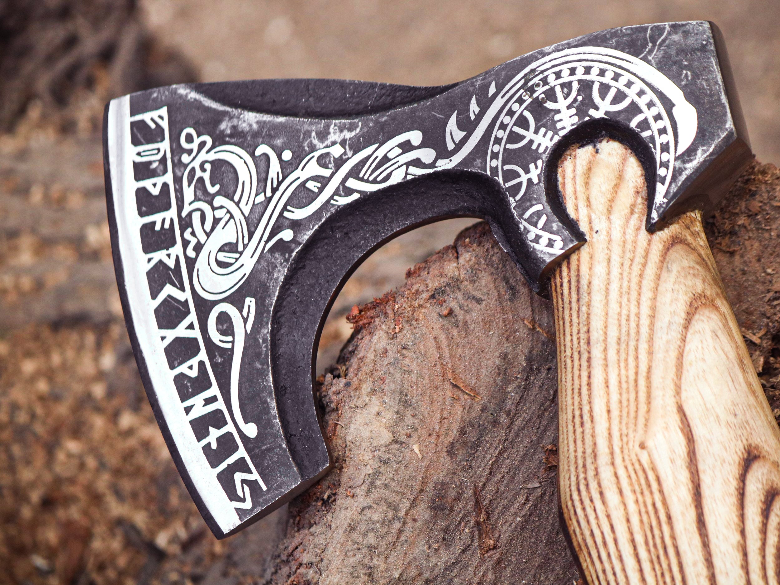 Viking Axe Custom Handmade Carbon Steel Rose Wood Handle-Gift For Special People