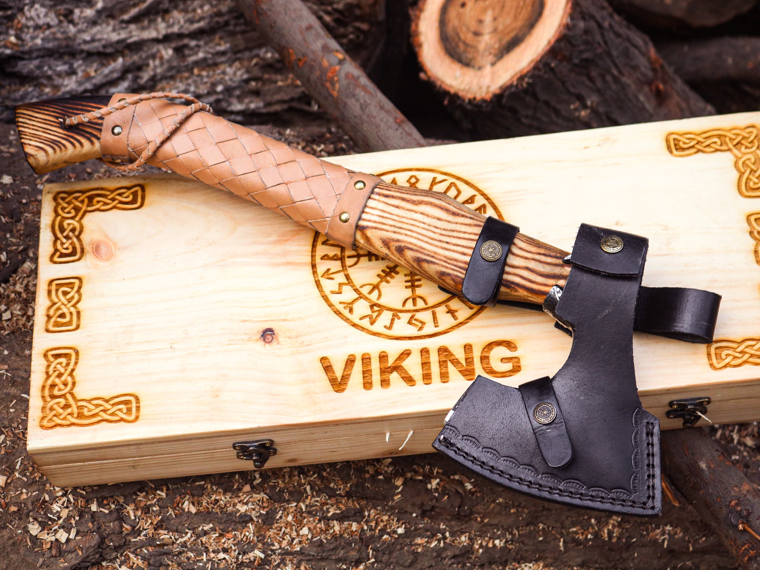 Viking Axe Custom Handmade Carbon Steel Rose Wood Handle-Gift For Special People