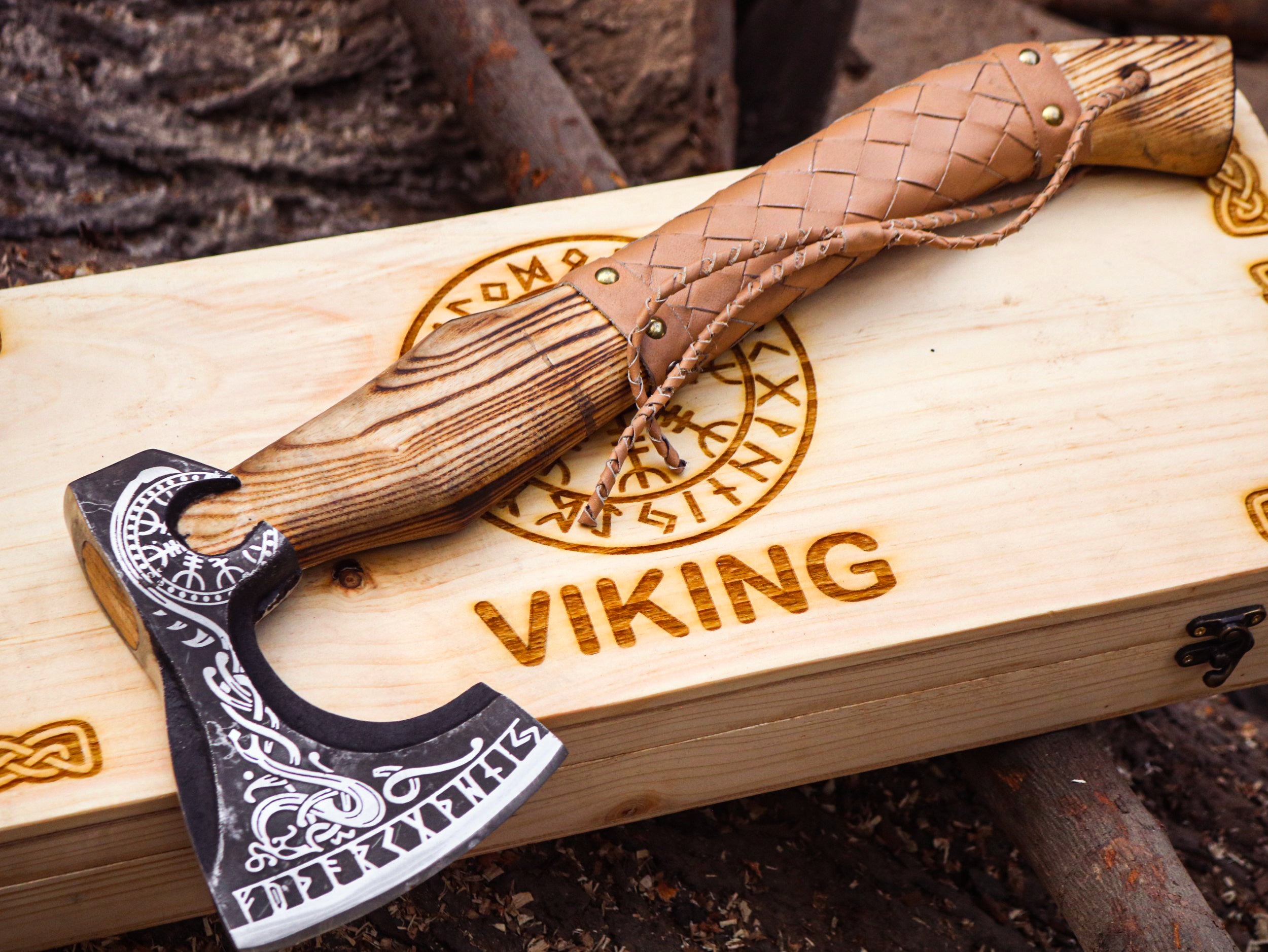 Viking Axe Custom Handmade Carbon Steel Rose Wood Handle-Gift For Special People