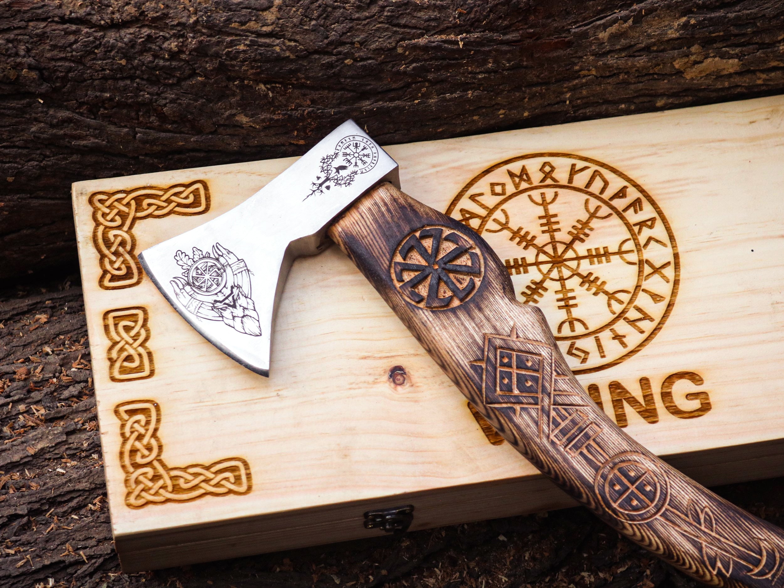 Viking Axe Custom Handmade Carbon Steel Rose Wood Handle-Gift For Special People