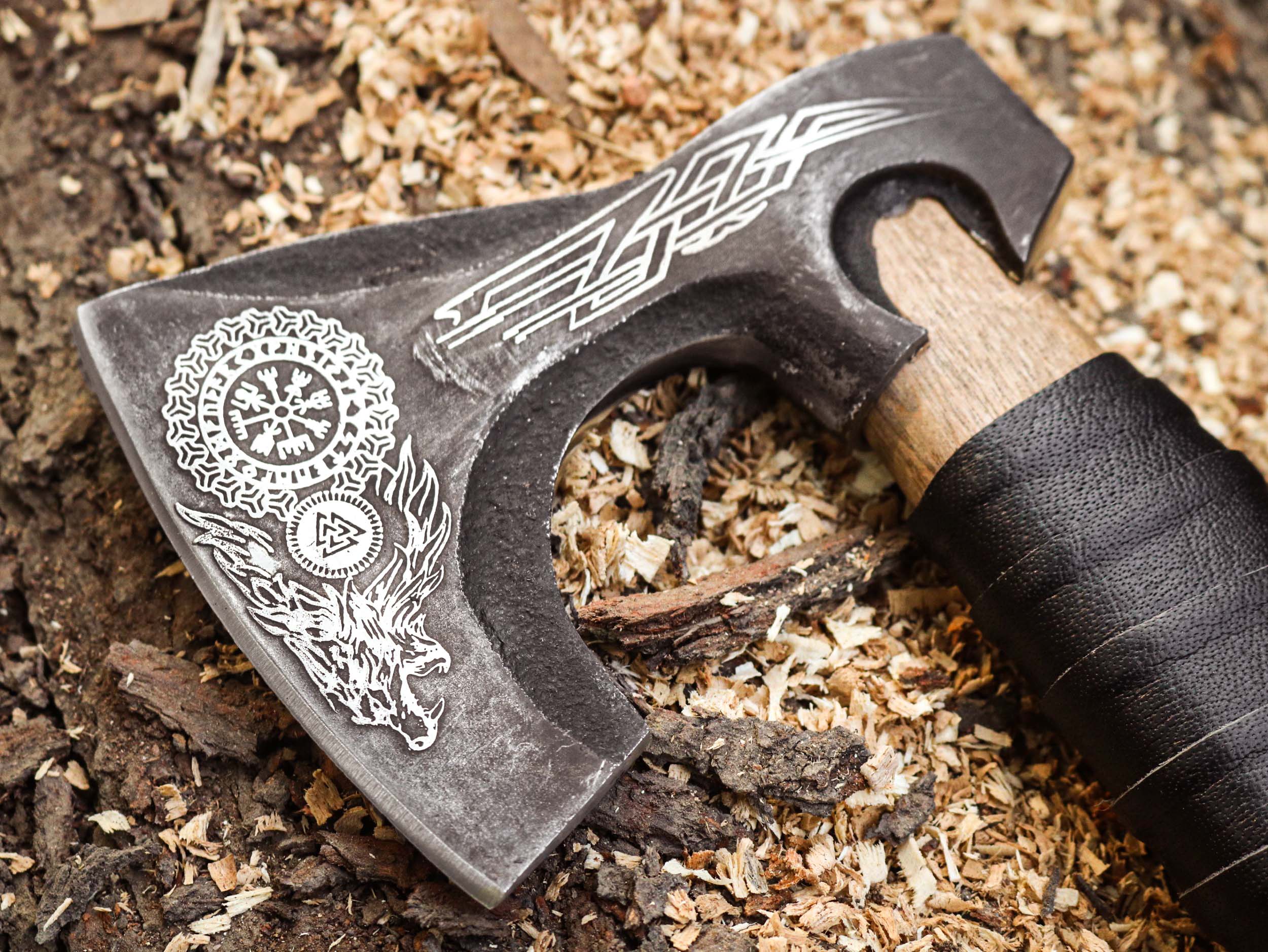 Viking Axe Custom Handmade Carbon Steel Rose Wood Handle-Gift For Special People