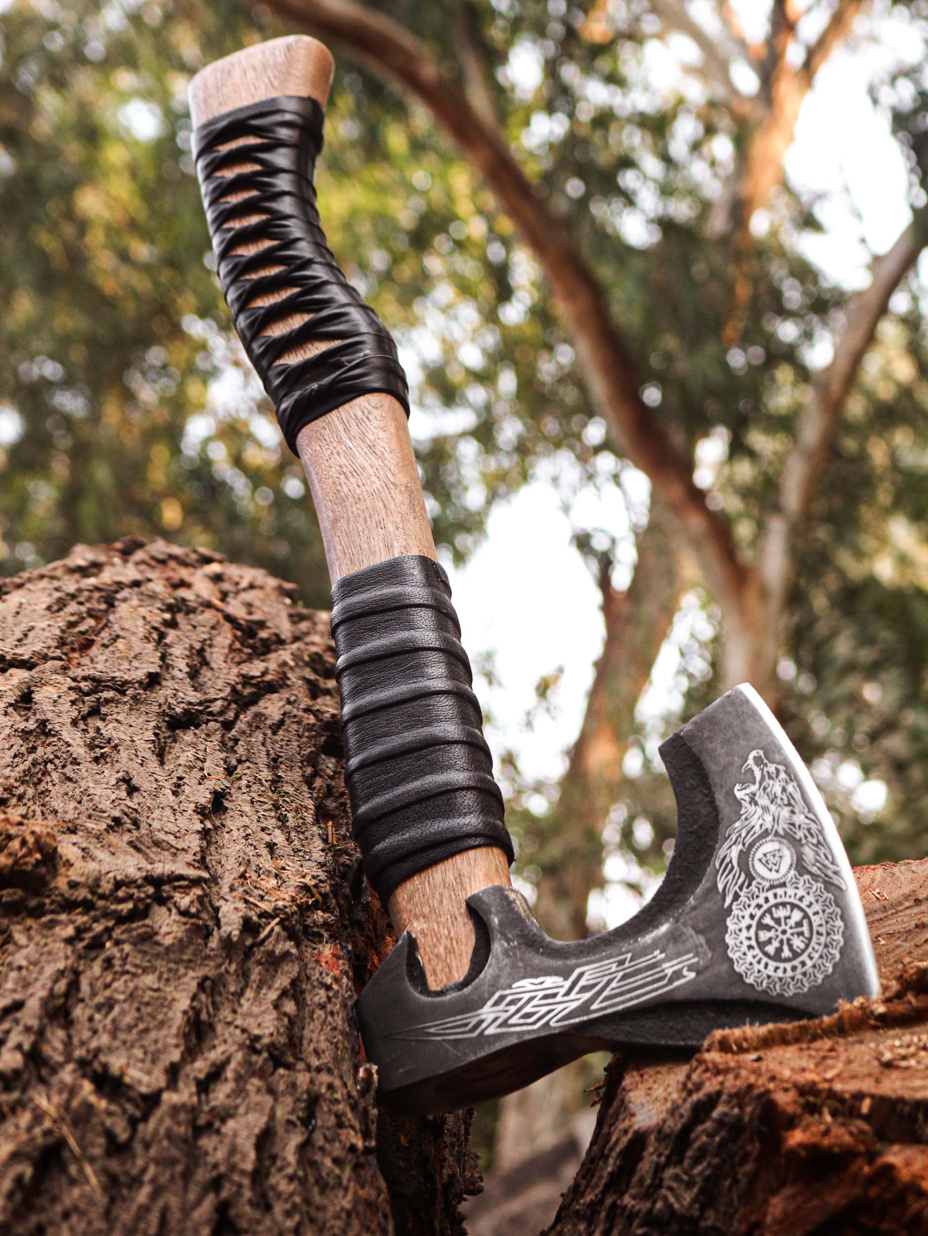 Viking Axe Custom Handmade Carbon Steel Rose Wood Handle-Gift For Special People