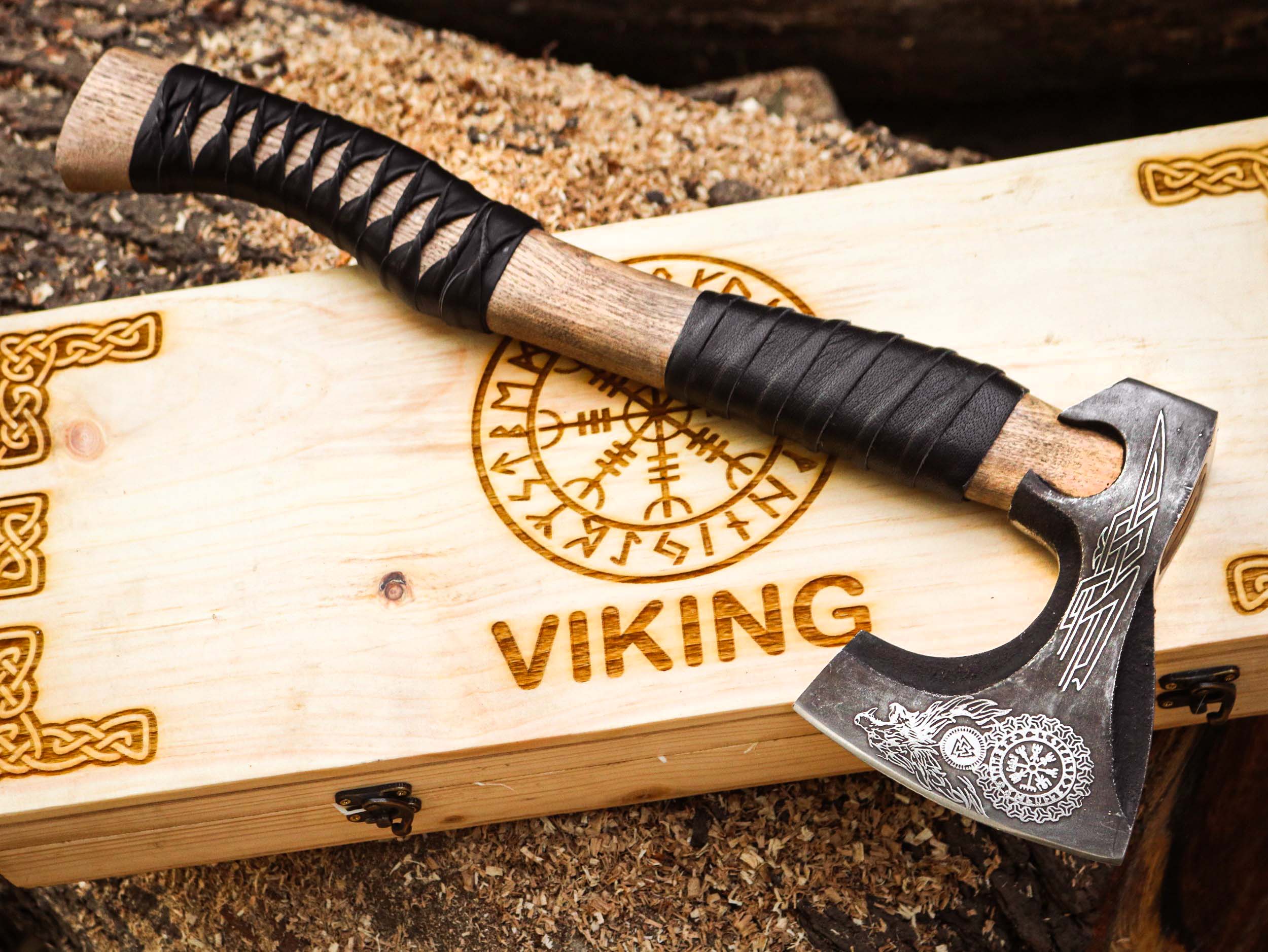 Viking Axe Custom Handmade Carbon Steel Rose Wood Handle-Gift For Special People