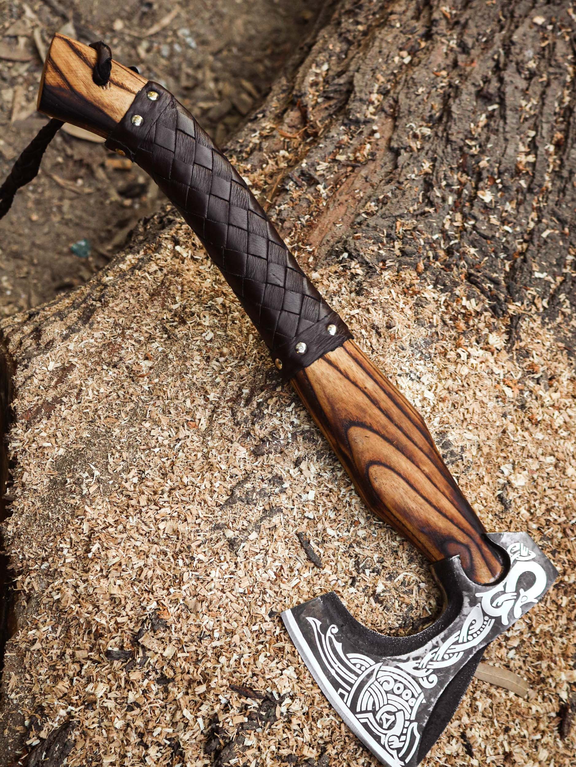 Viking Axe Custom Handmade Carbon Steel Rose Wood Handle-Gift For Special People