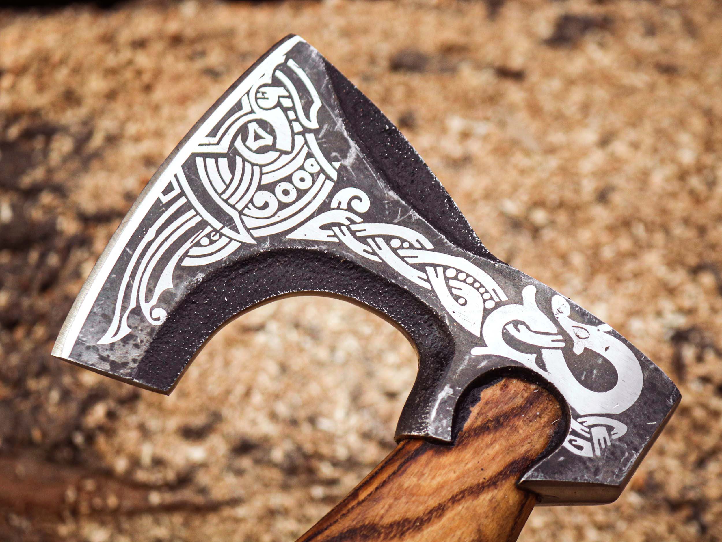 Viking Axe Custom Handmade Carbon Steel Rose Wood Handle-Gift For Special People