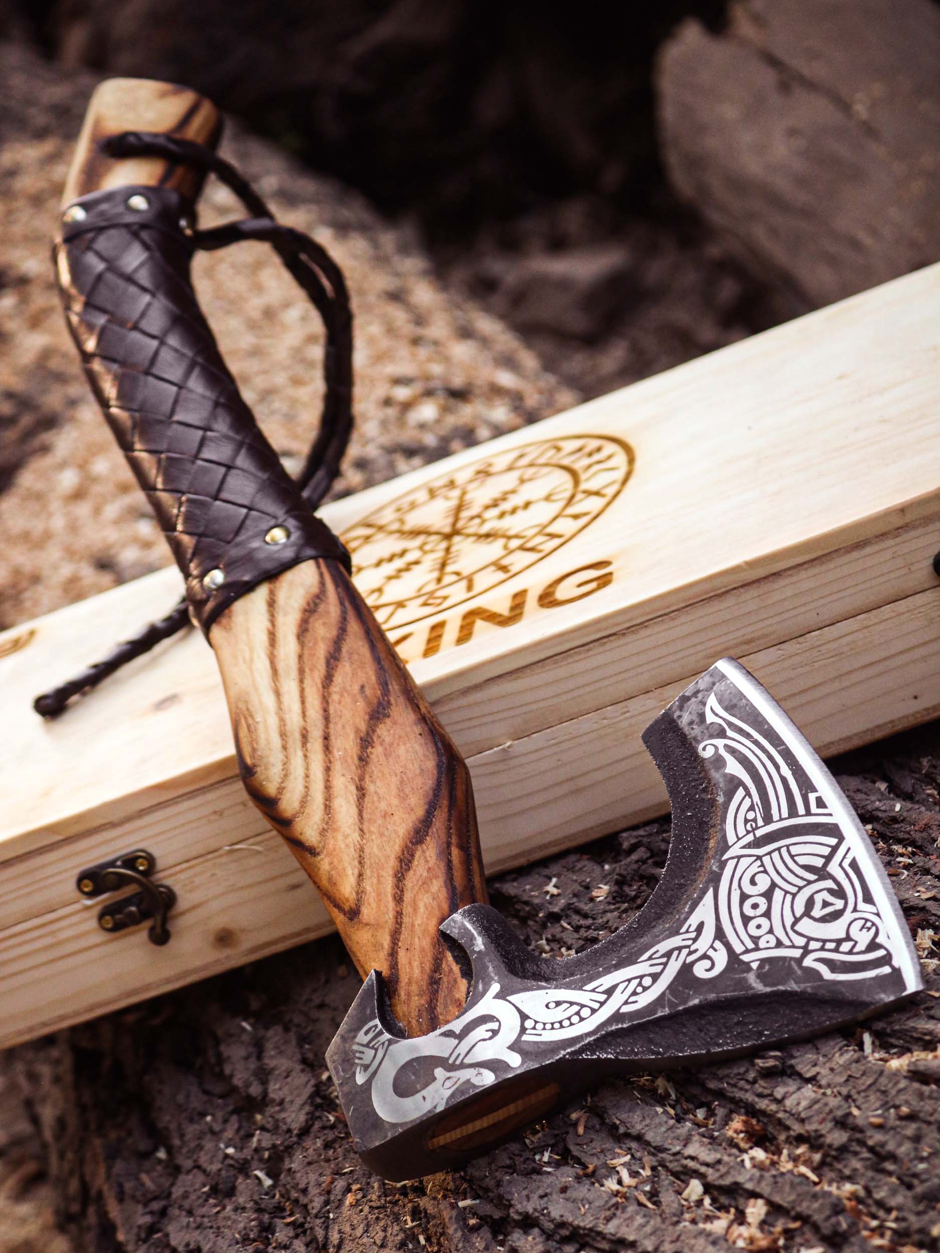 Viking Axe Custom Handmade Carbon Steel Rose Wood Handle-Gift For Special People