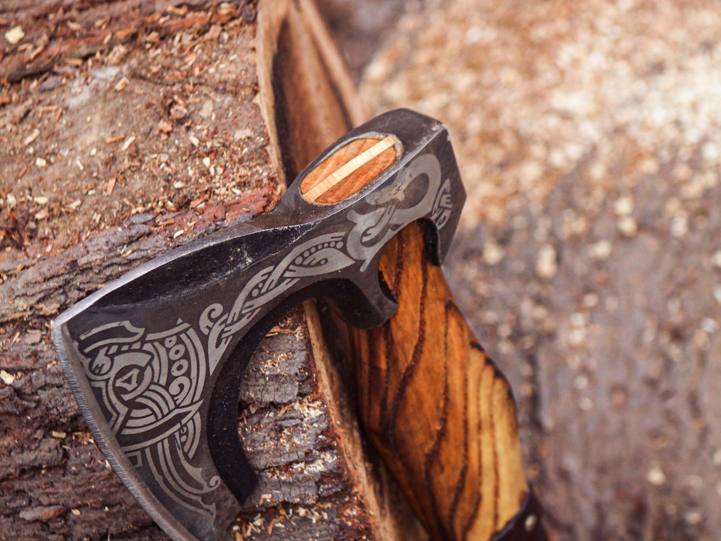 Viking Axe Custom Handmade Carbon Steel Rose Wood Handle-Gift For Special People