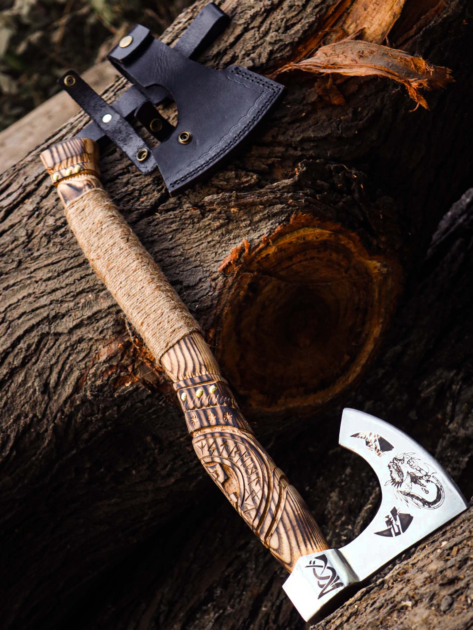 Viking Axe Custom Handmade Carbon Steel Rose Wood Handle-Gift For Special People