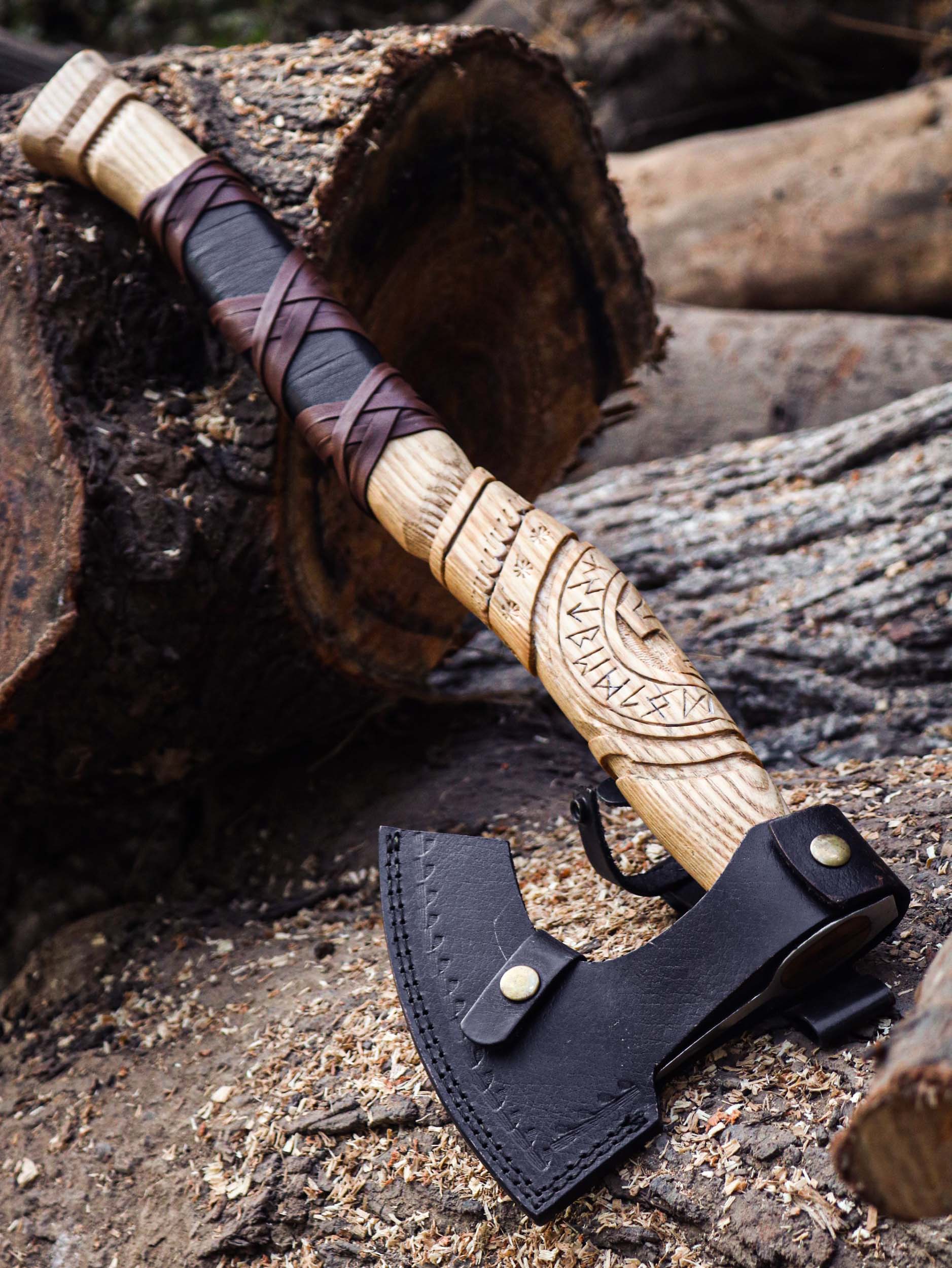 Viking Axe Custom Handmade Carbon Steel Rose Wood Handle-Gift For Special People