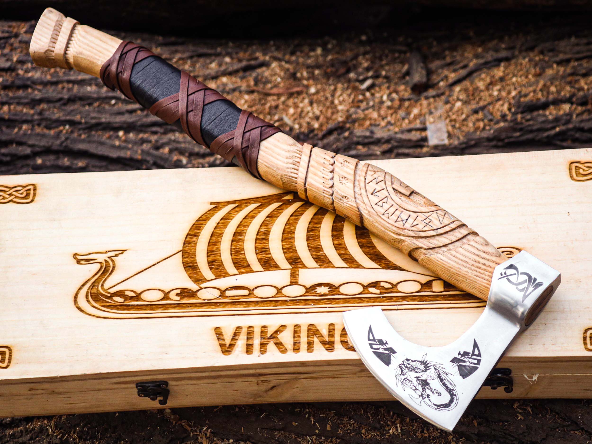 Viking Axe Custom Handmade Carbon Steel Rose Wood Handle-Gift For Special People