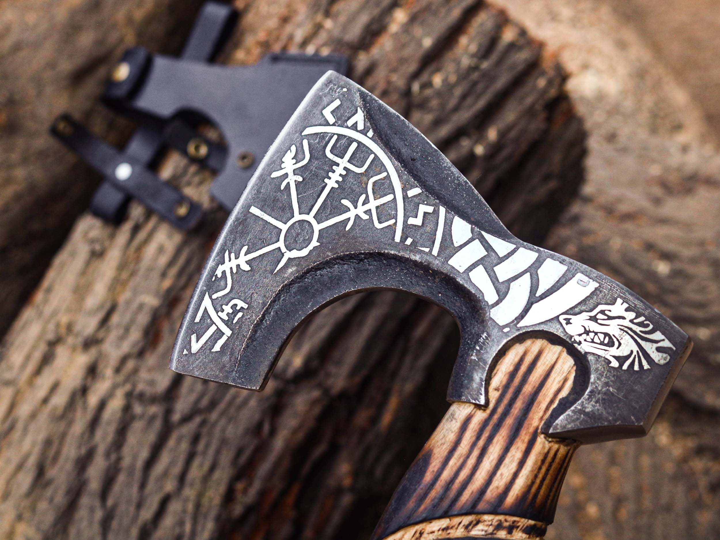 Viking Axe Custom Handmade Carbon Steel Rose Wood Handle-Gift For Special People